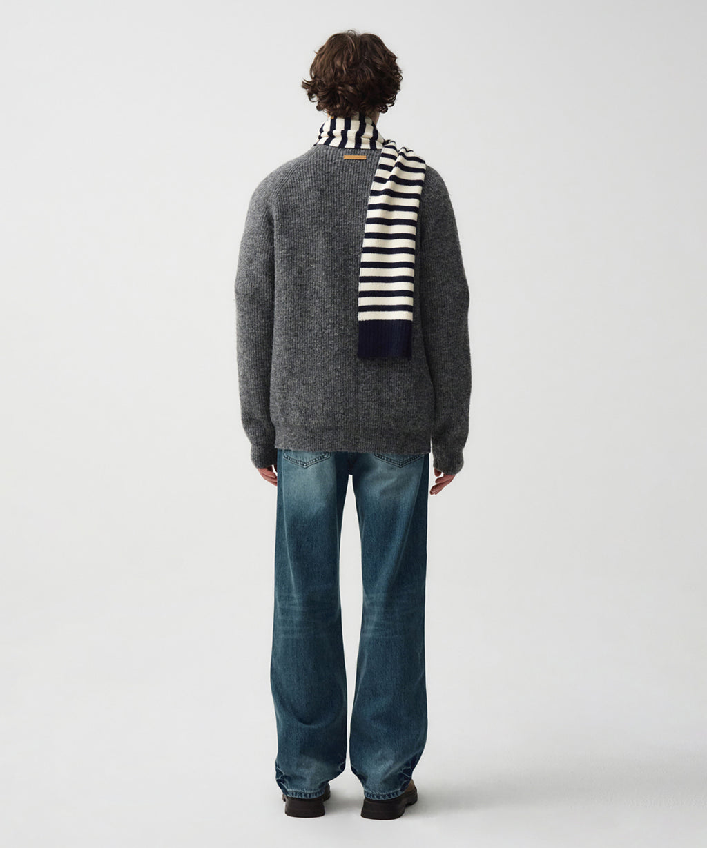 Marithe & Francois Girbaud - Hairy Overfit V Neck Cardigan (Gray) product image 4 | TRAB K-Fashion Australia