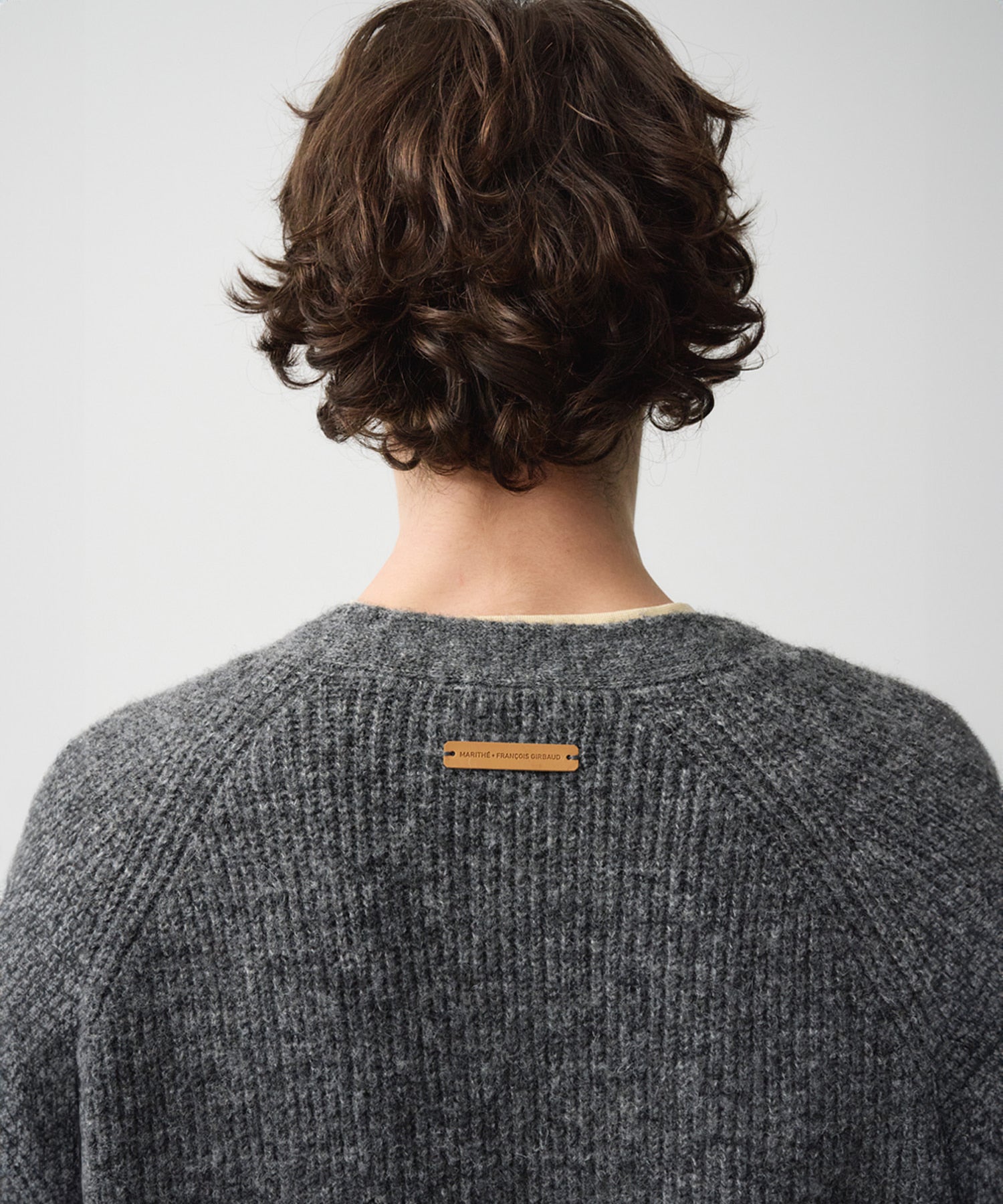 Marithe & Francois Girbaud - Hairy Overfit V Neck Cardigan (Gray) product image 5 | TRAB K-Fashion Australia