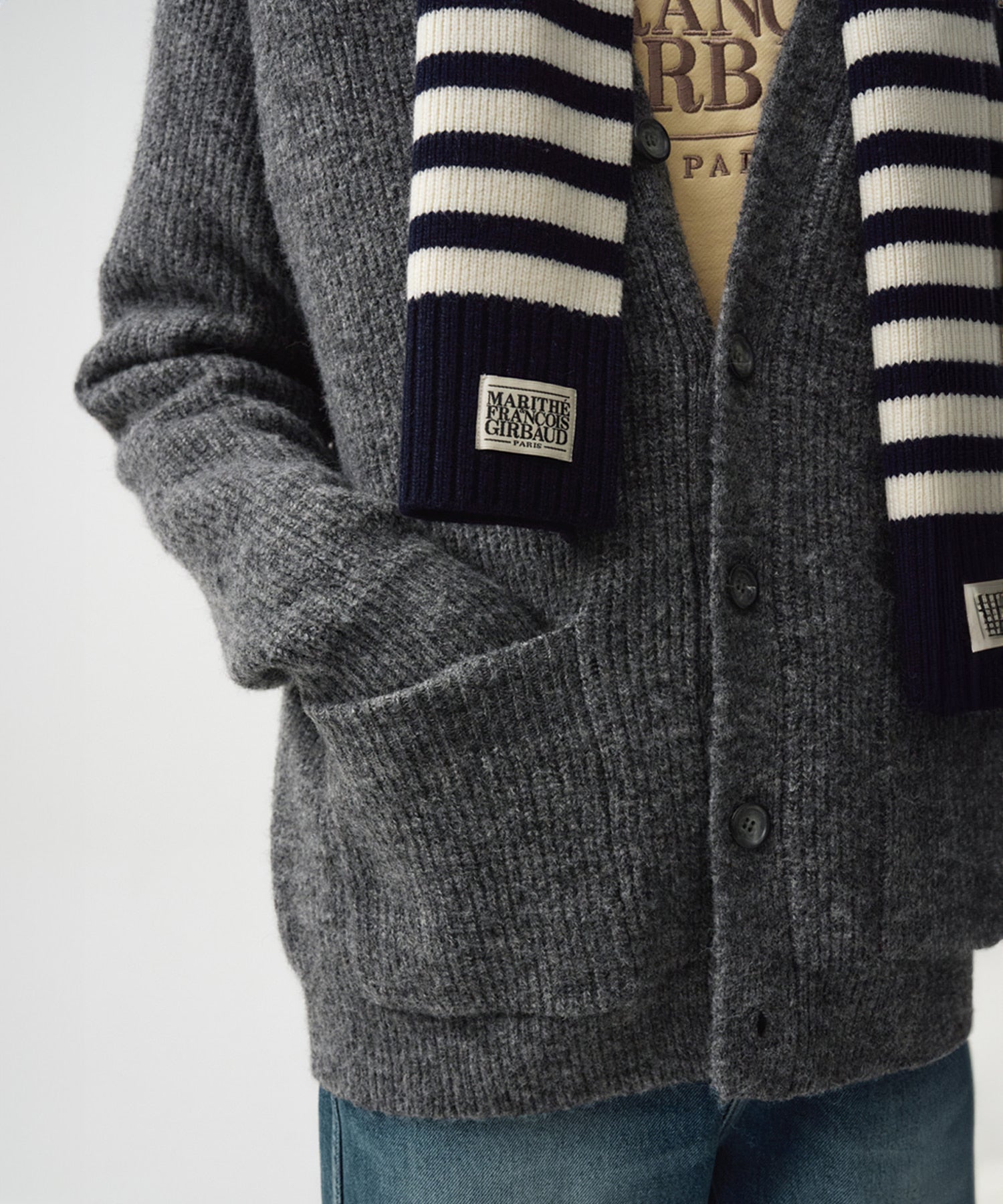 Marithe & Francois Girbaud - Hairy Overfit V Neck Cardigan (Gray) product image 6 | TRAB K-Fashion Australia