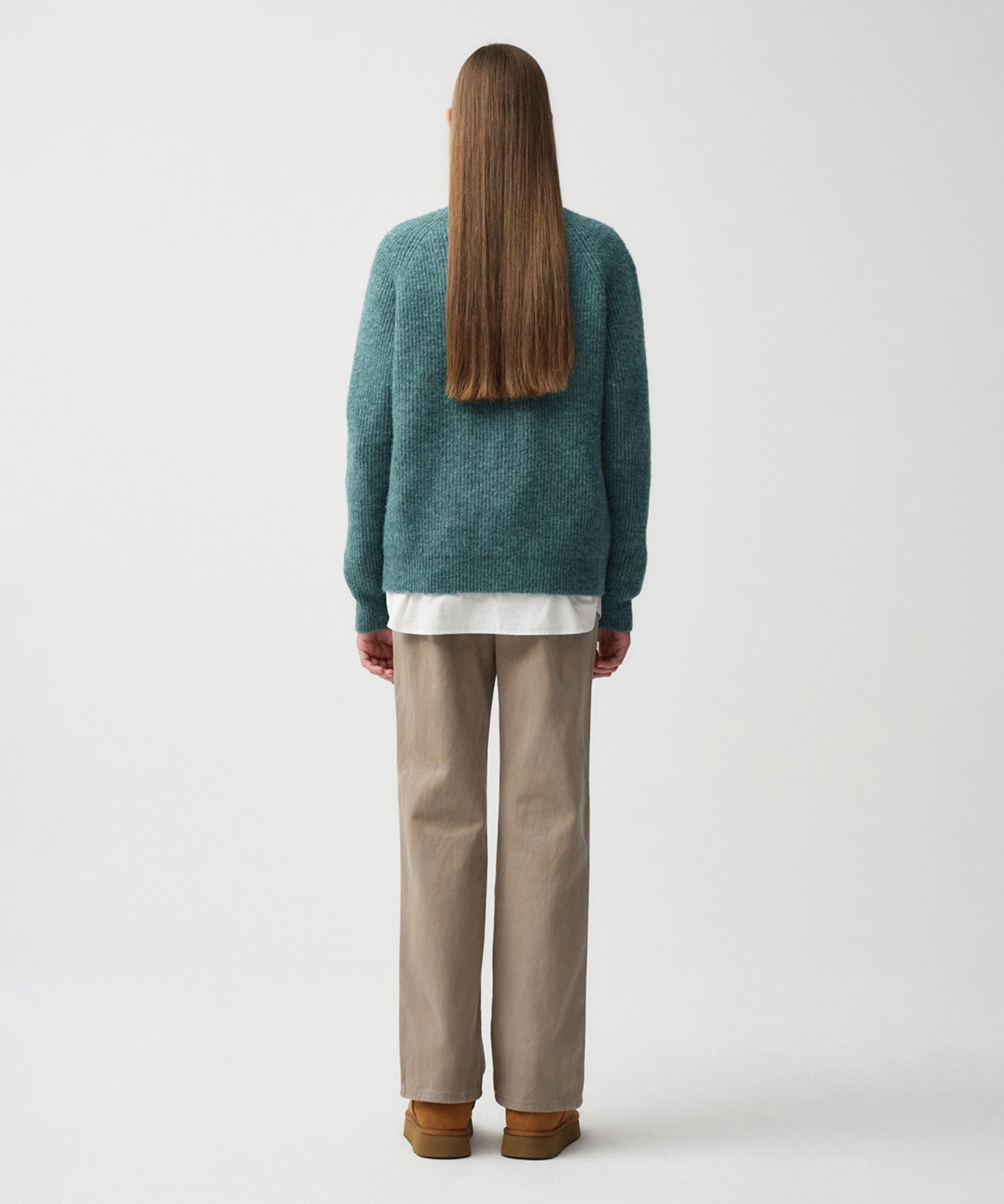 Marithe & Francois Girbaud - Hairy Overfit V Neck Cardigan (Mint) product image 6 | TRAB K-Fashion Australia