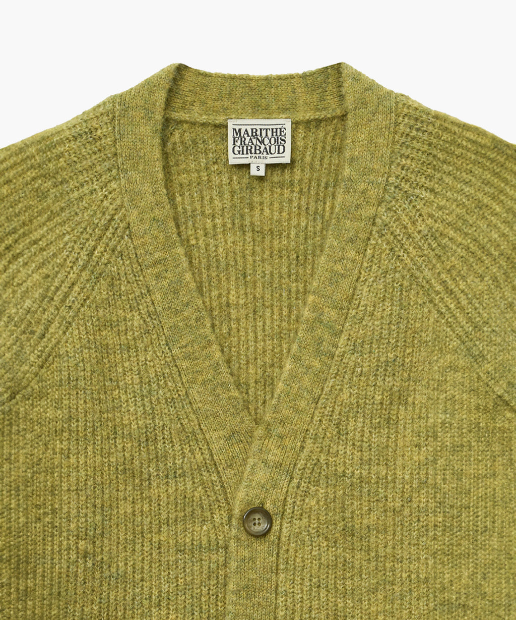 Marithe & Francois Girbaud - Hairy Overfit V Neck Cardigan (Mustard) product image 7 | TRAB K-Fashion Australia