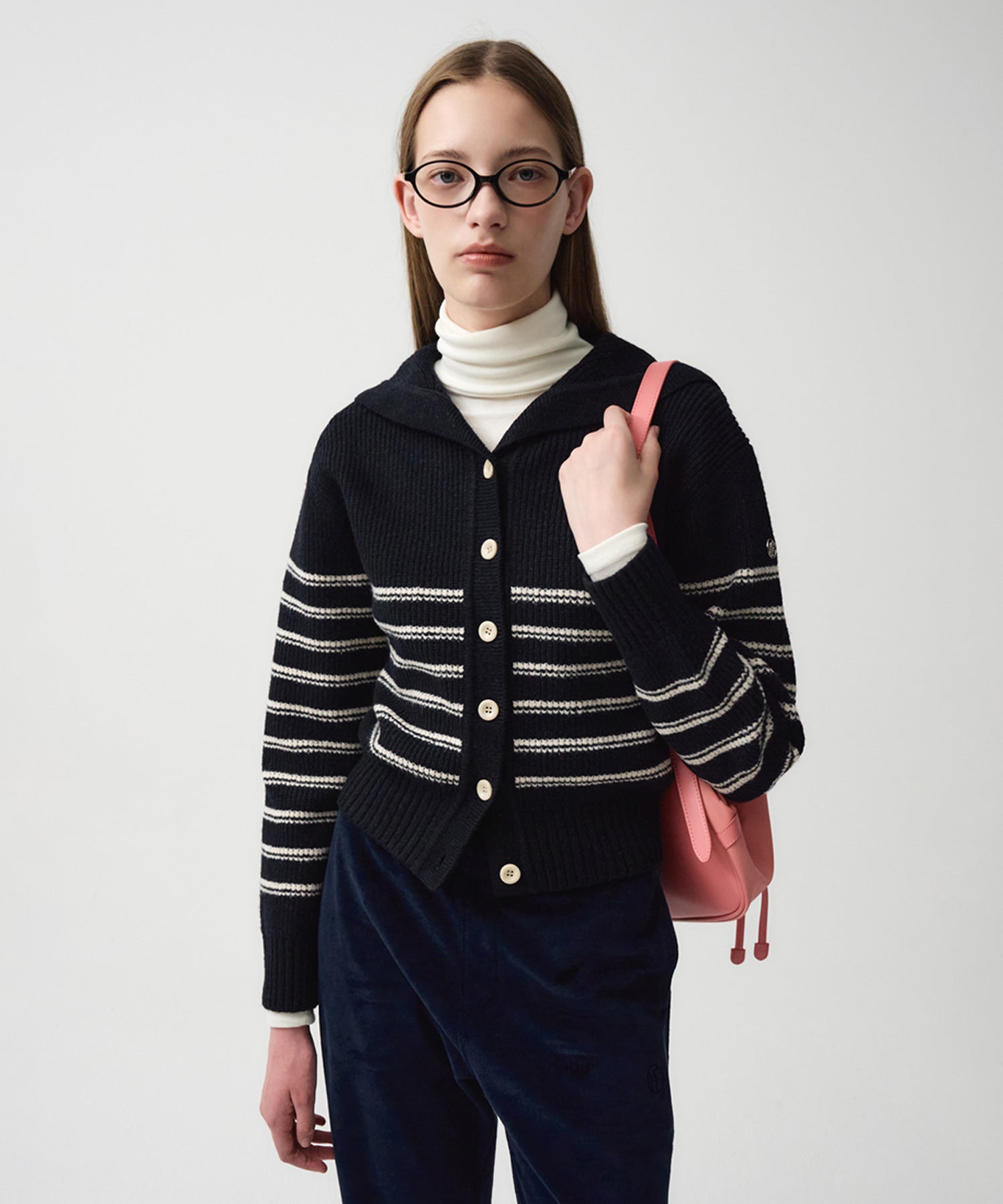 Marithe & Francois Girbaud - Sailor Stripe Knit Cardigan (Navy) product image 1 | TRAB K-Fashion Australia