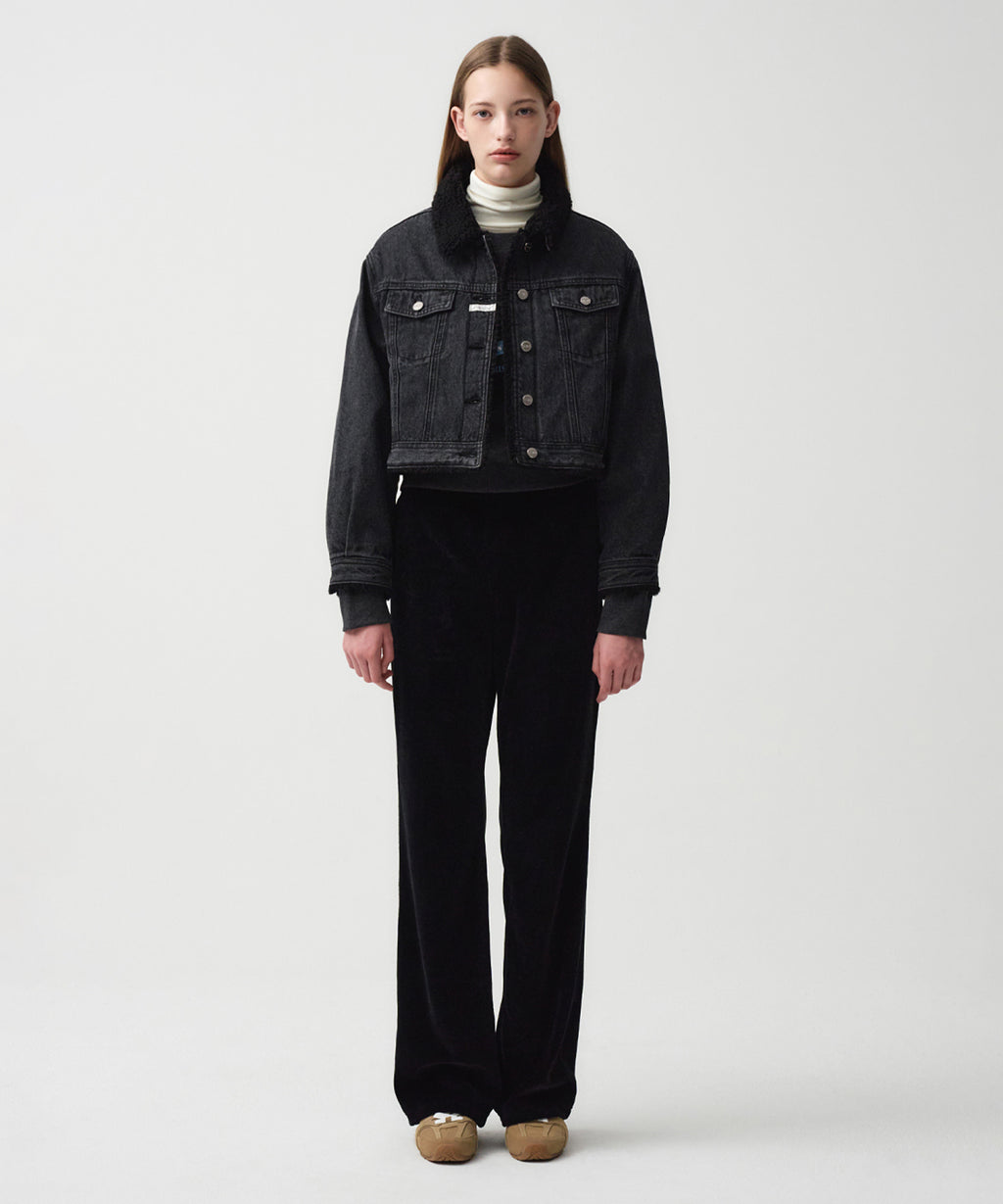 Marithe & Francois Girbaud - Crop Shearling Denim Jacket (Black) product image 2 | TRAB K-Fashion Australia