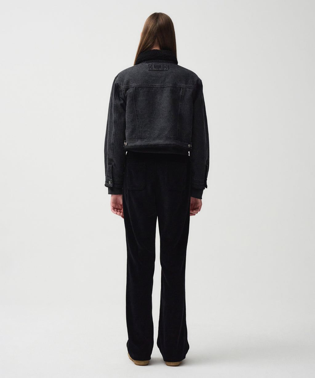 Marithe & Francois Girbaud - Crop Shearling Denim Jacket (Black) product image 4 | TRAB K-Fashion Australia