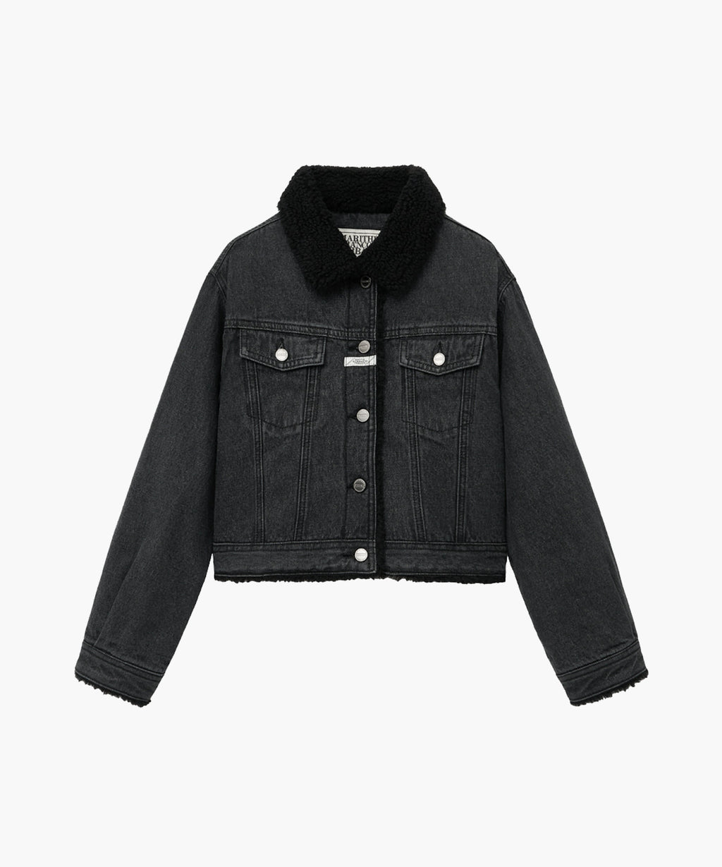 Marithe & Francois Girbaud - Crop Shearling Denim Jacket (Black) product image 6 | TRAB K-Fashion Australia