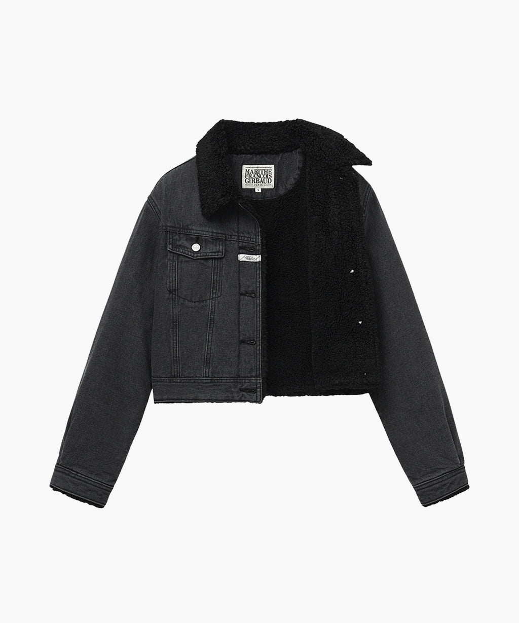 Marithe & Francois Girbaud - Crop Shearling Denim Jacket (Black) product image 7 | TRAB K-Fashion Australia