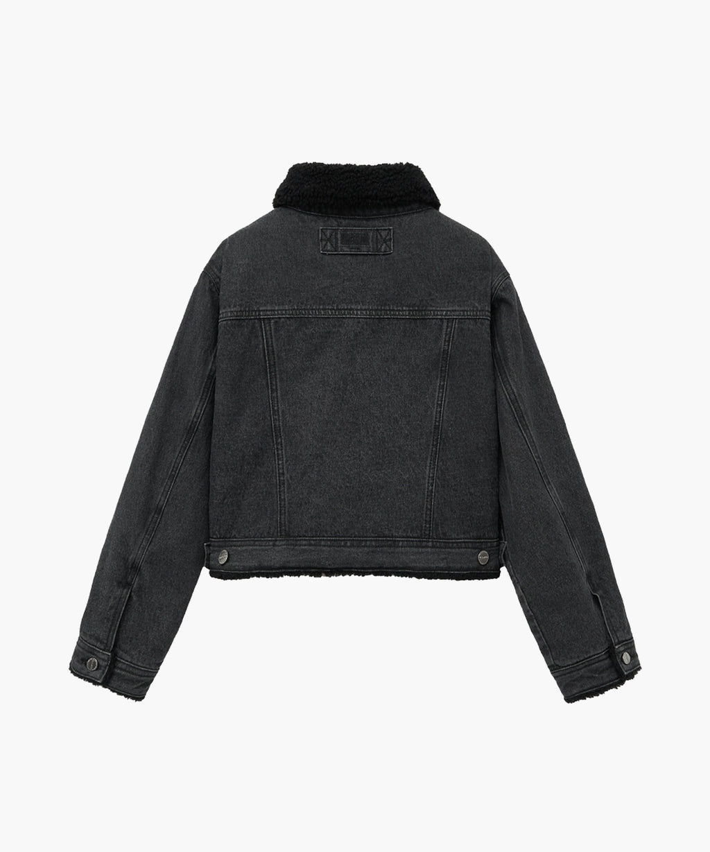 Marithe & Francois Girbaud - Crop Shearling Denim Jacket (Black) product image 8 | TRAB K-Fashion Australia
