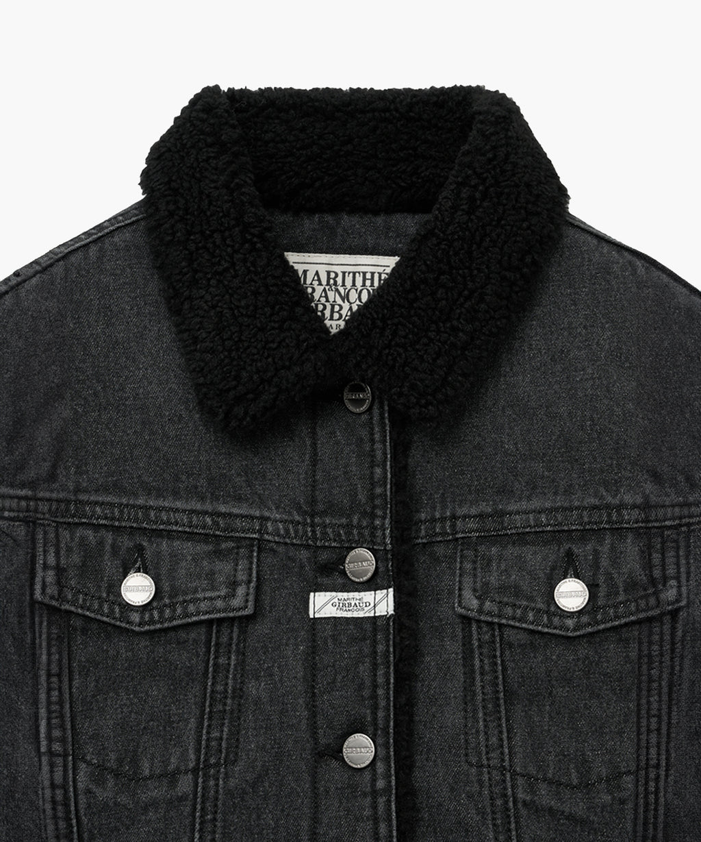 Marithe & Francois Girbaud - Crop Shearling Denim Jacket (Black) product image 9 | TRAB K-Fashion Australia