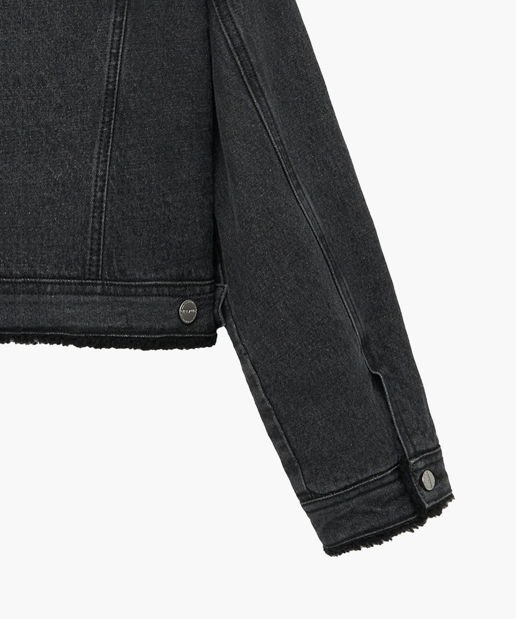 Marithe & Francois Girbaud - Crop Shearling Denim Jacket (Black) product image 10 | TRAB K-Fashion Australia