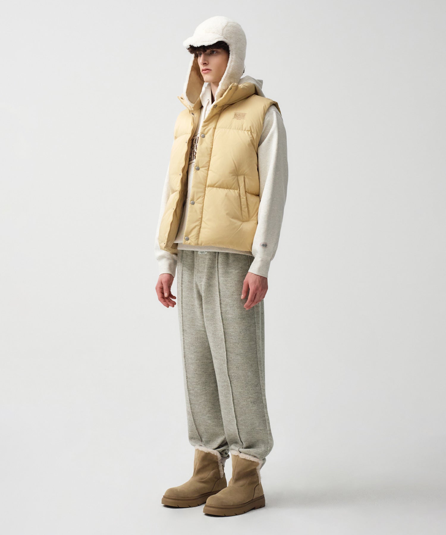 Marithe & Francois Girbaud - Classic Logo Duck Down Vest (Light Yellow) product image 4 | TRAB K-Fashion Australia