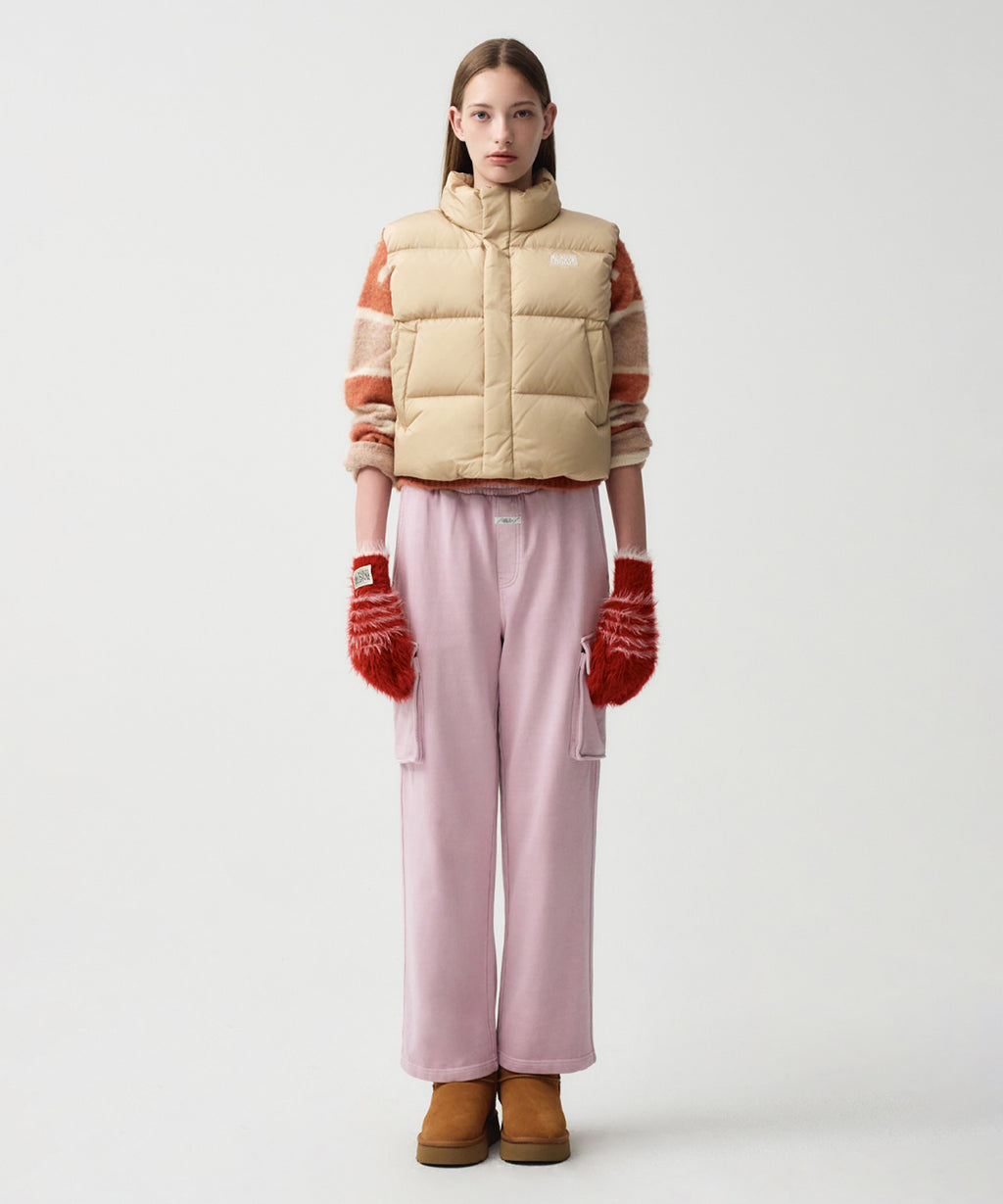 Marithe & Francois Girbaud - Classic Logo Duck Down Crop Vest (Beige) product image 5 | TRAB K-Fashion Australia