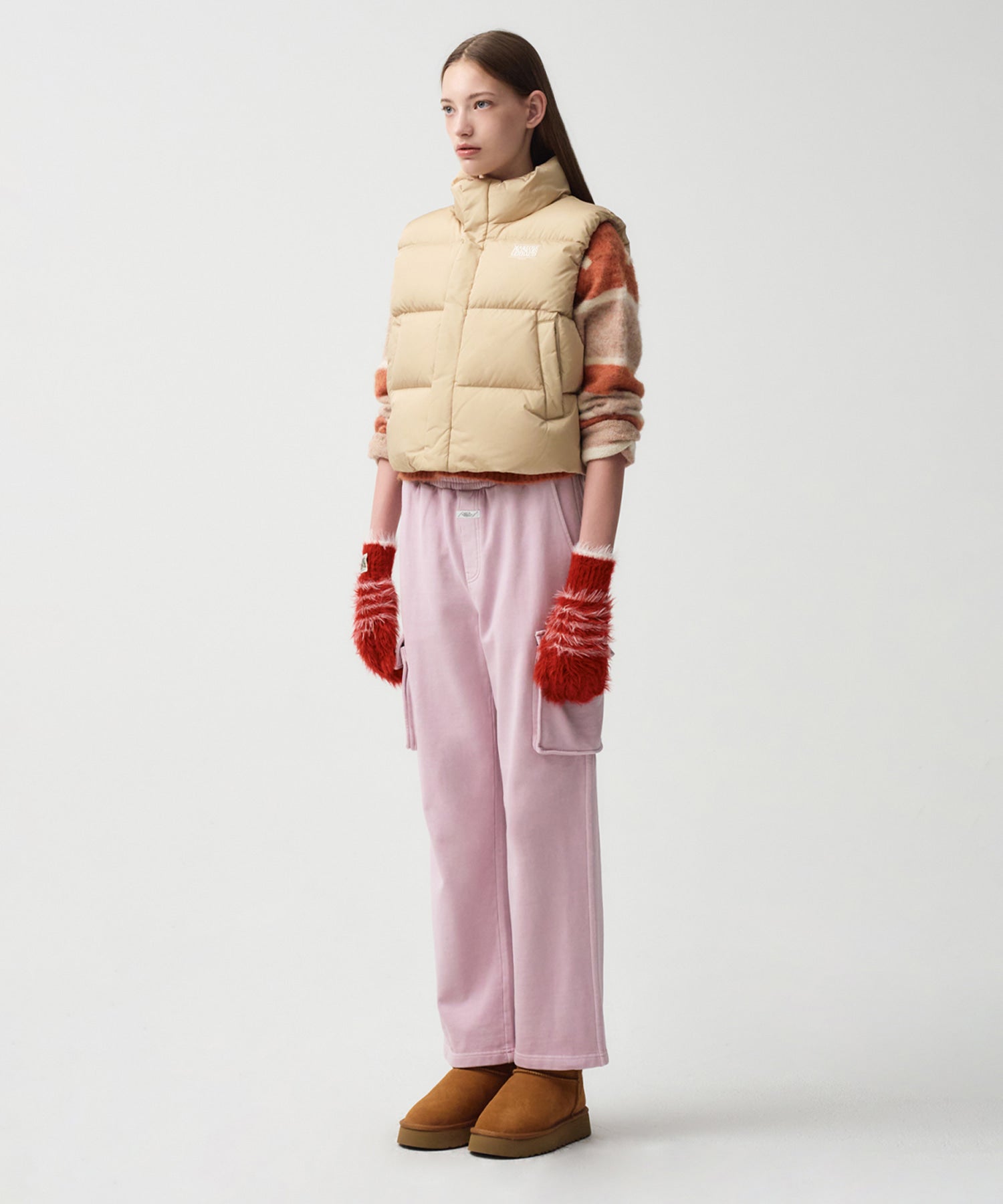 Marithe & Francois Girbaud - Classic Logo Duck Down Crop Vest (Beige) product image 6 | TRAB K-Fashion Australia