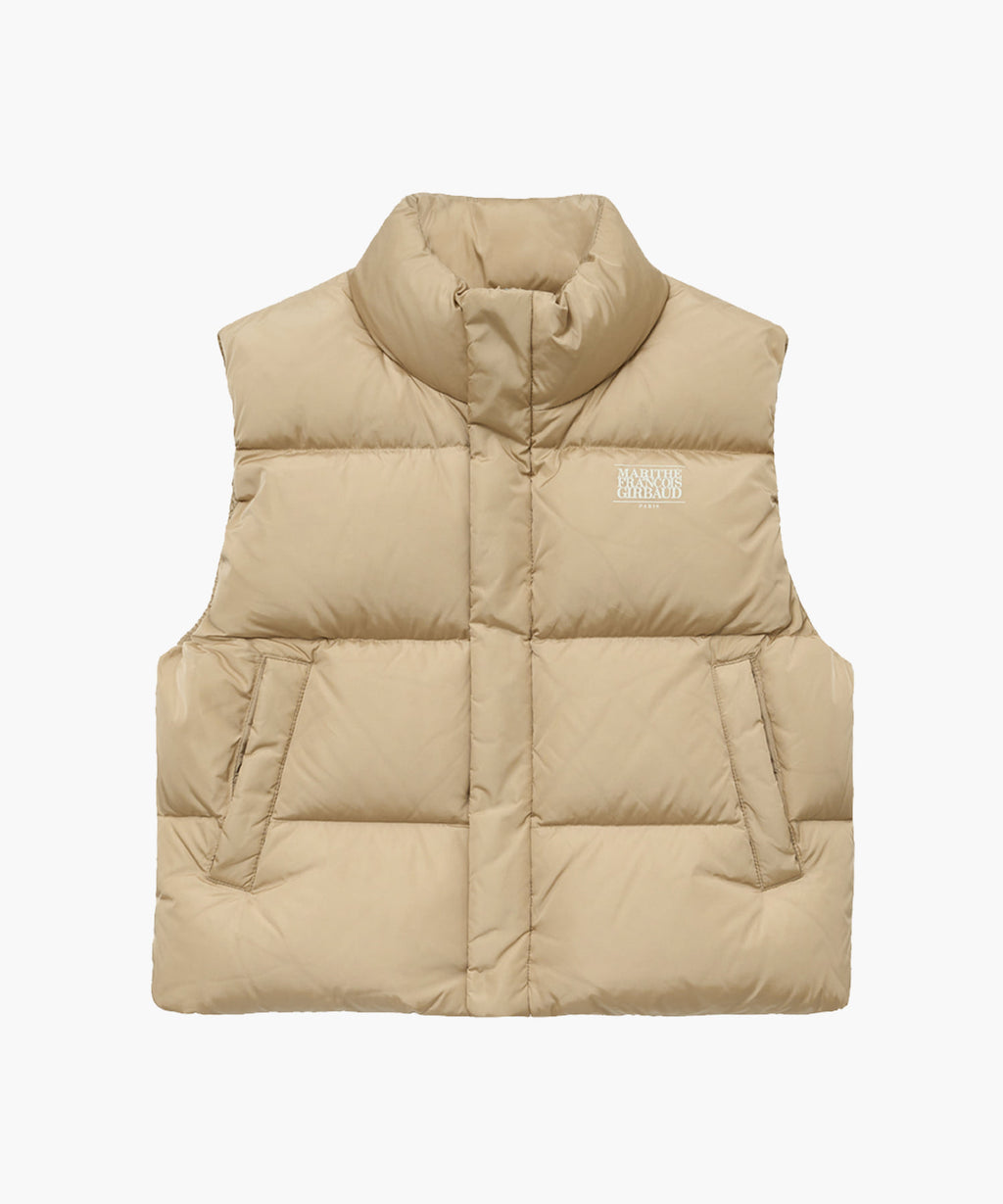 Marithe & Francois Girbaud - Classic Logo Duck Down Crop Vest (Beige) product image 8 | TRAB K-Fashion Australia