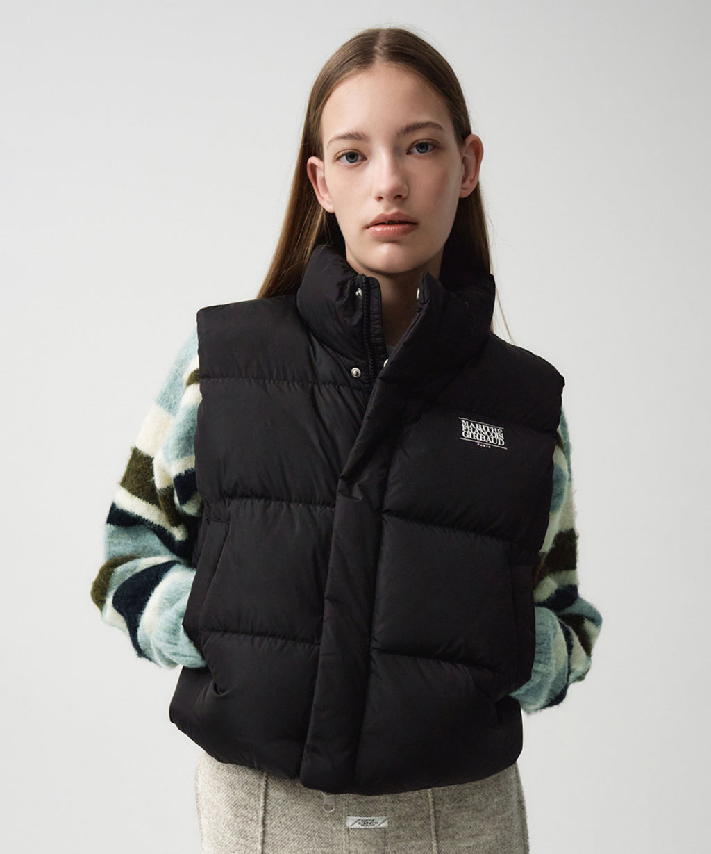 Marithe & Francois Girbaud - Classic Logo Duck Down Crop Vest (Black) product image 1 | TRAB K-Fashion Australia