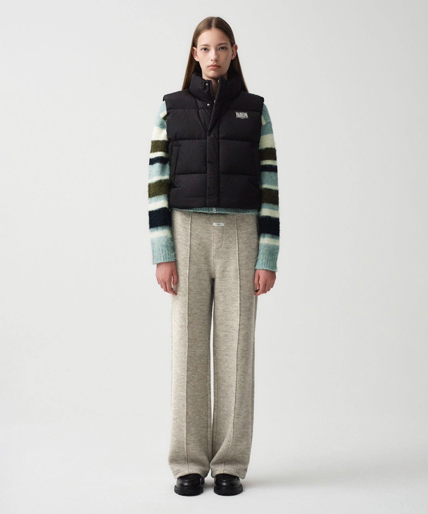 Marithe & Francois Girbaud - Classic Logo Duck Down Crop Vest (Black) product image 2 | TRAB K-Fashion Australia