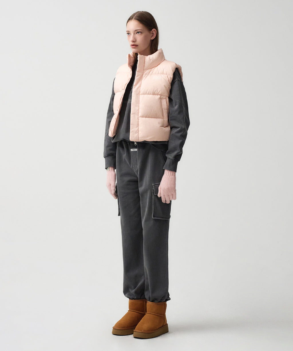 Marithe & Francois Girbaud - Classic Logo Duck Down Crop Vest (Pink) product image 3 | TRAB K-Fashion Australia
