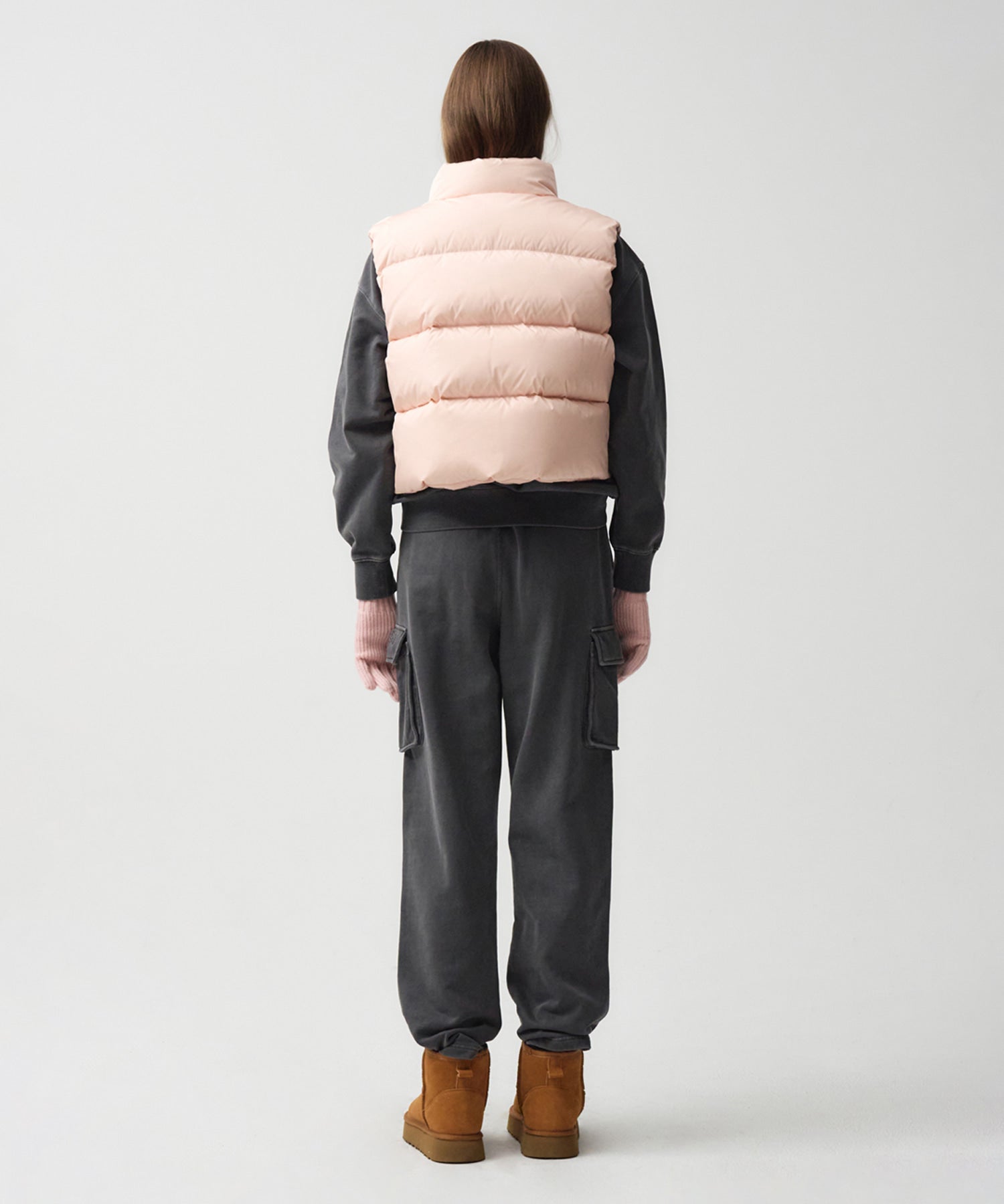 Marithe & Francois Girbaud - Classic Logo Duck Down Crop Vest (Pink) product image 4 | TRAB K-Fashion Australia