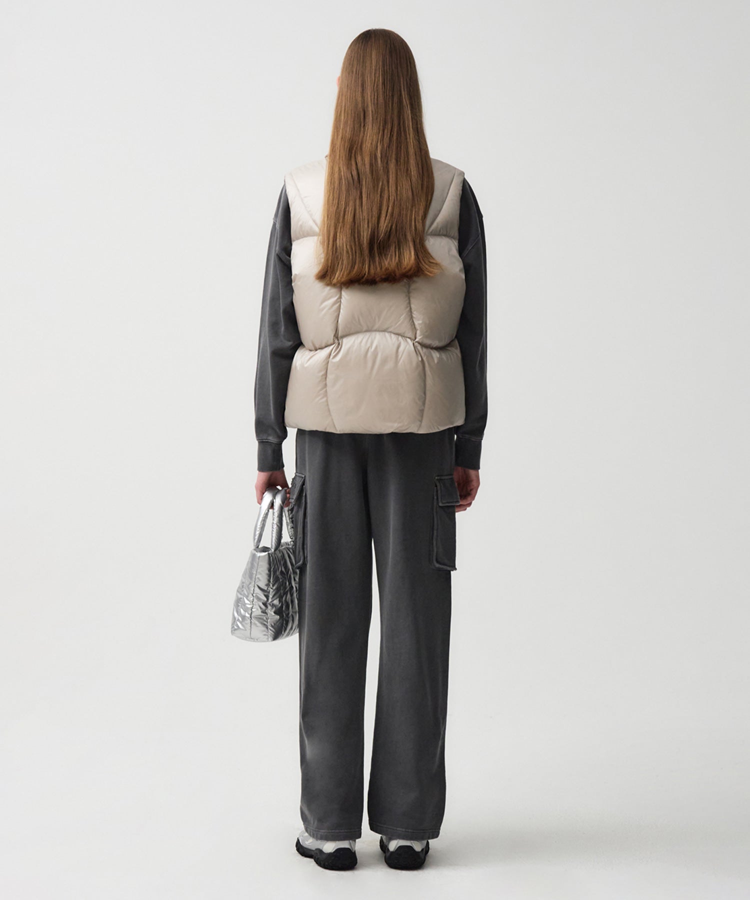 Marithe & Francois Girbaud - Glossy Duck Down Vest (Light Gray) product image 4 | TRAB K-Fashion Australia