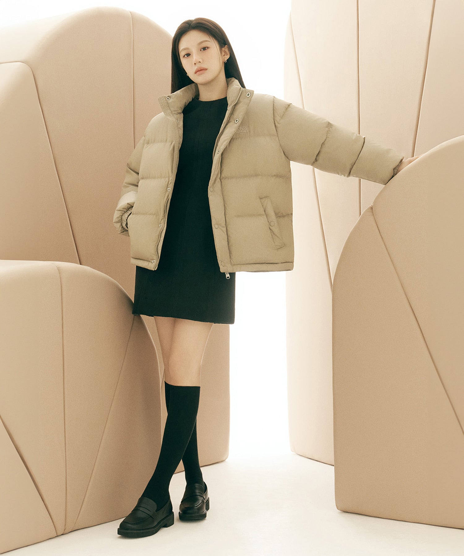 Marithe & Francois Girbaud - Classic Logo Duck Down Puffer (Ash Gray) product image 1 | TRAB K-Fashion Australia