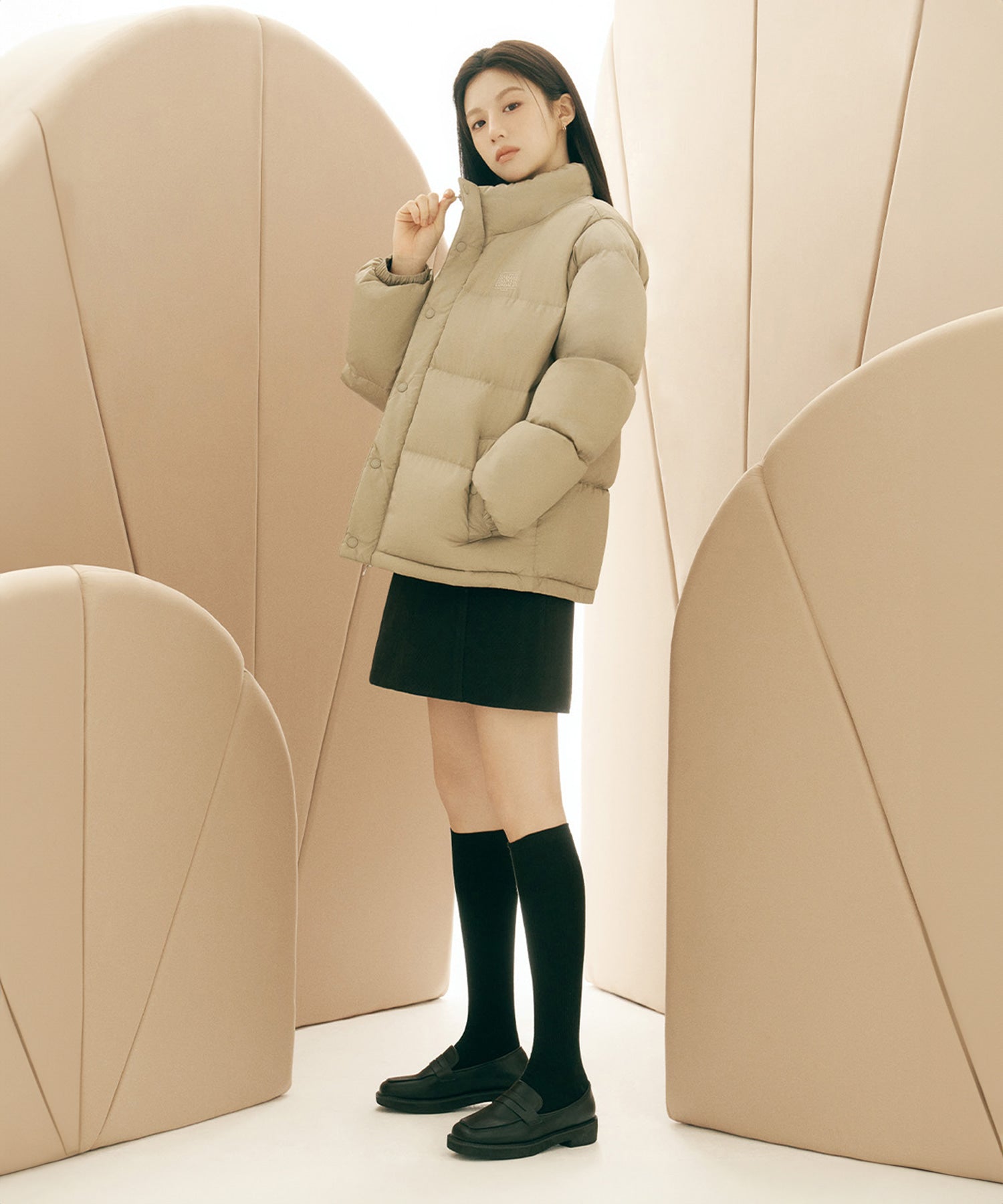 Marithe & Francois Girbaud - Classic Logo Duck Down Puffer (Ash Gray) product image 4 | TRAB K-Fashion Australia