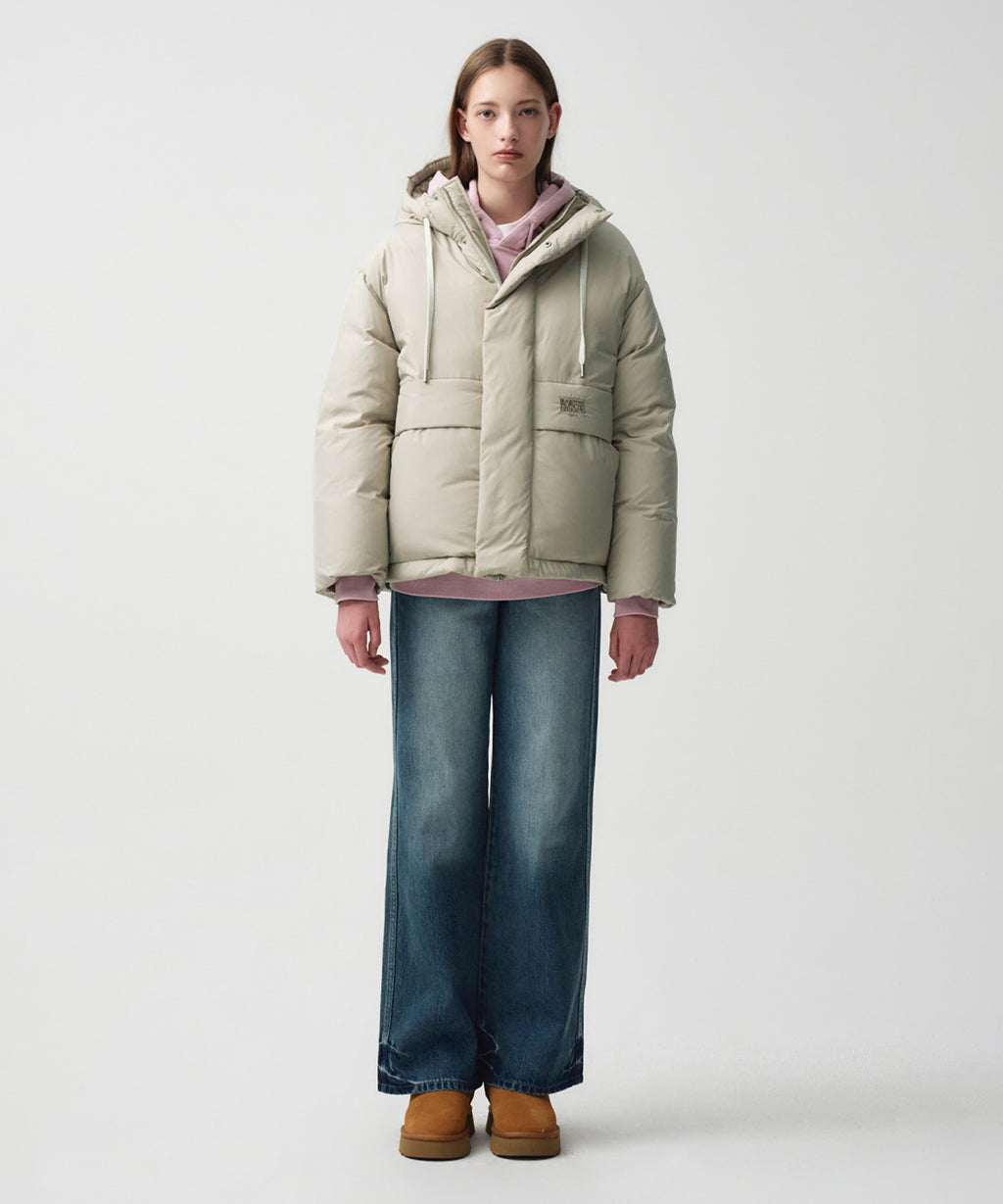 Marithe & Francois Girbaud - Over Fit Hooded Duck Down Puffer (Light Beige) product image 2 | TRAB K-Fashion Australia