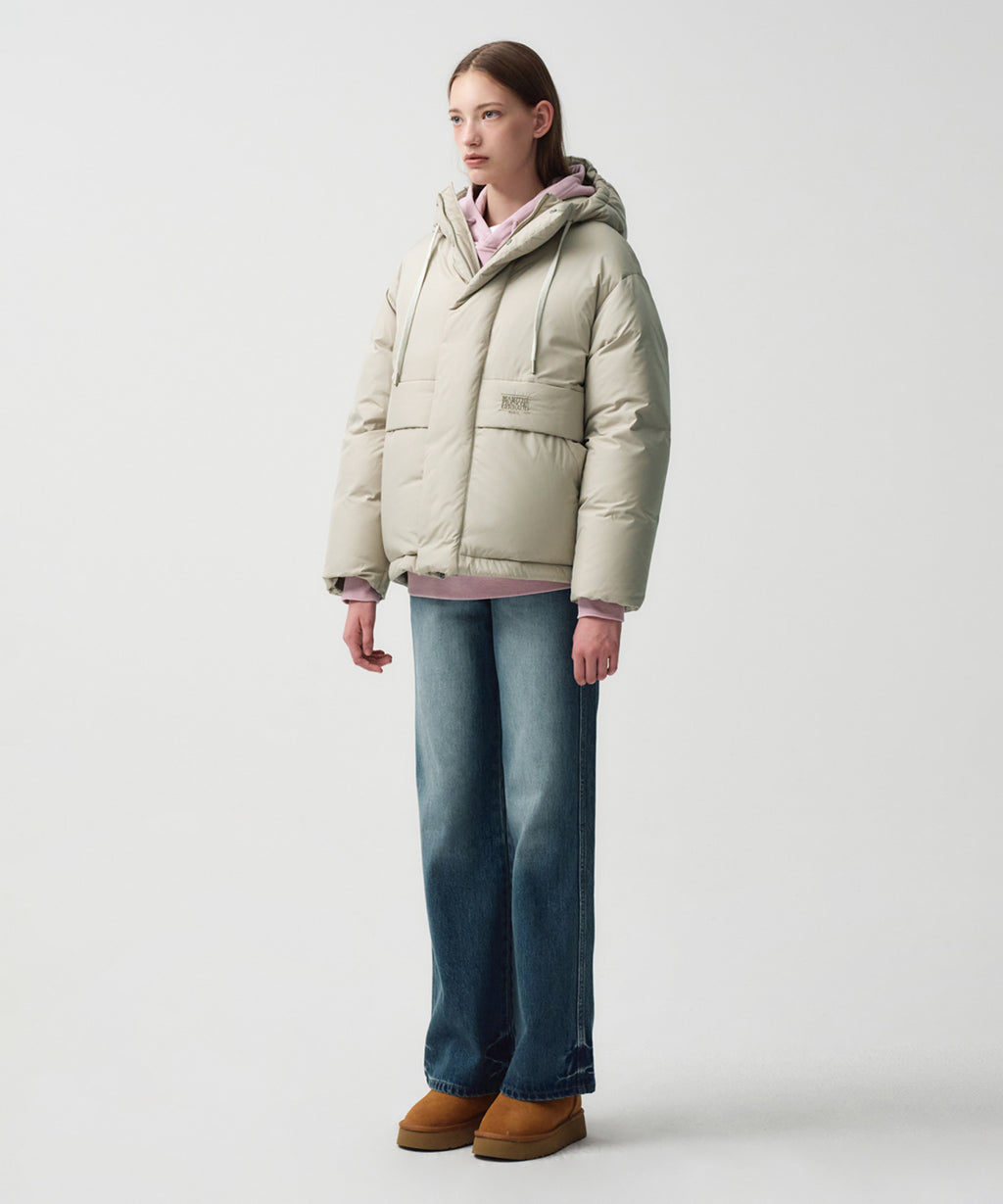 Marithe & Francois Girbaud - Over Fit Hooded Duck Down Puffer (Light Beige) product image 3 | TRAB K-Fashion Australia