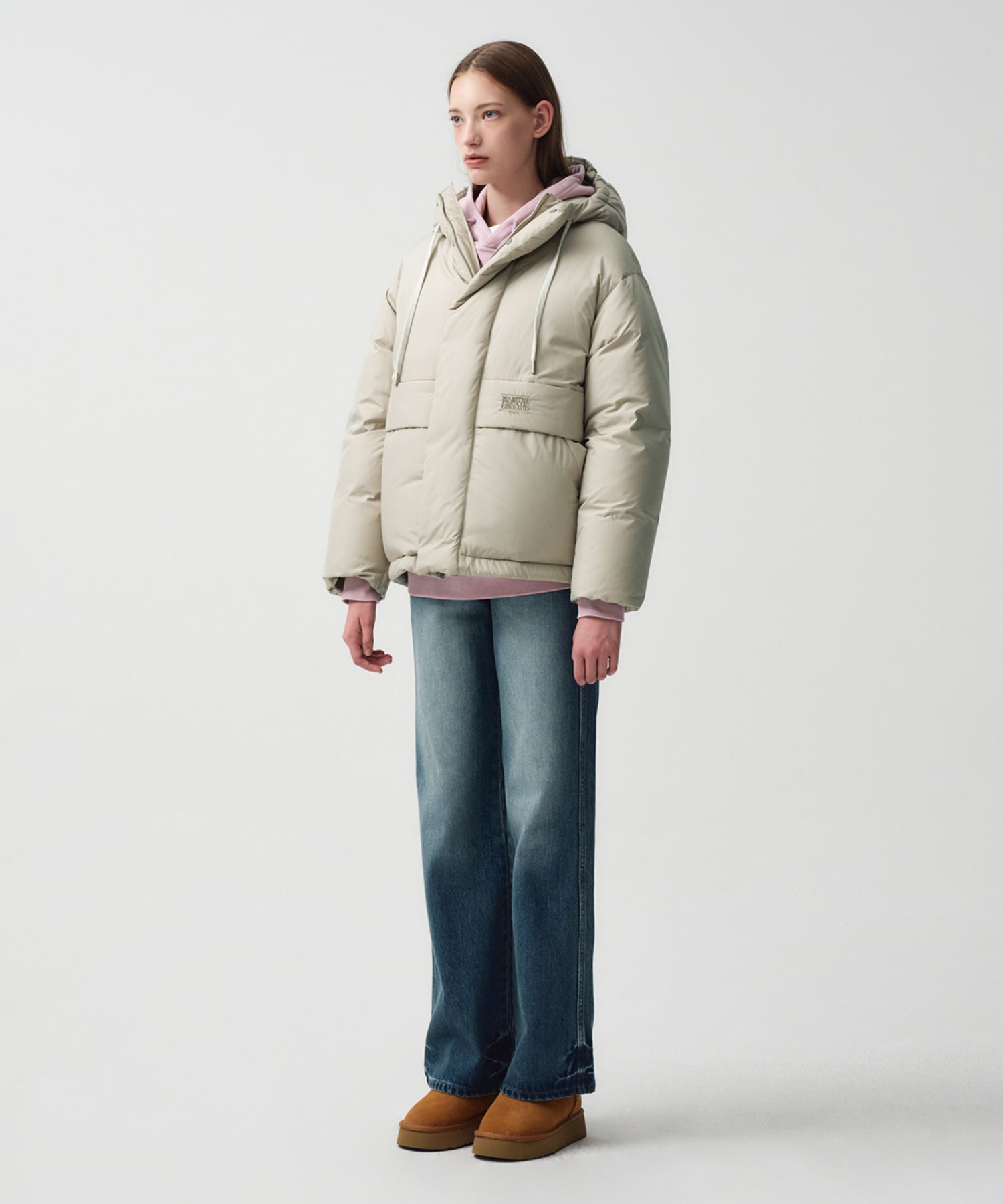 Marithe & Francois Girbaud - Over Fit Hooded Duck Down Puffer (Light Beige) product image 3 | TRAB K-Fashion Australia