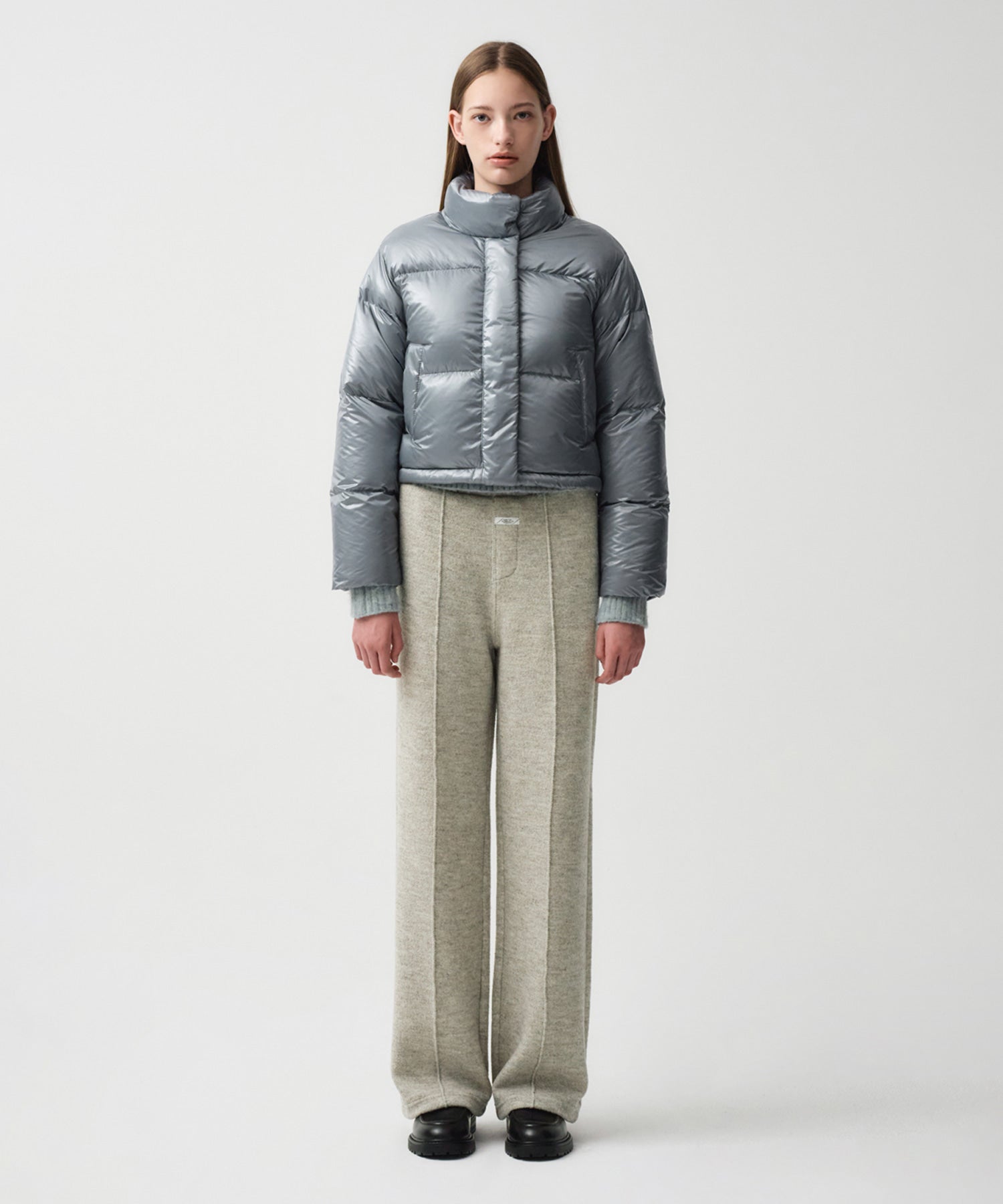 Marithe & Francois Girbaud - Glossy Duck Down Crop Puffer (Ash Blue) product image 3 | TRAB K-Fashion Australia