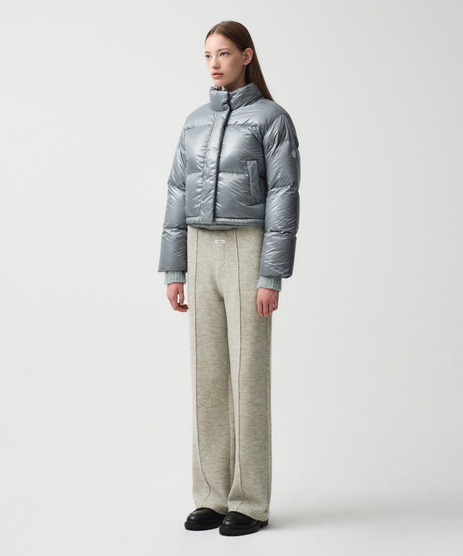 Marithe & Francois Girbaud - Glossy Duck Down Crop Puffer (Ash Blue) product image 4 | TRAB K-Fashion Australia