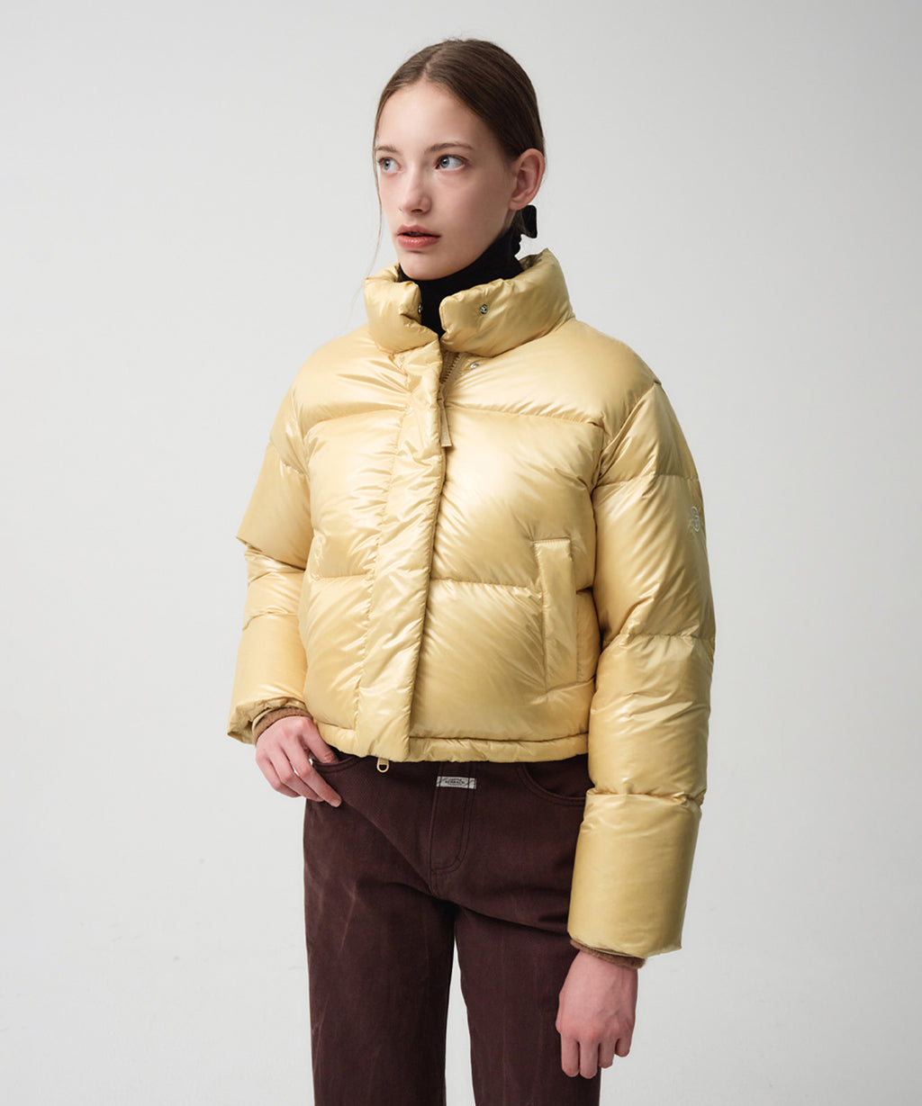 Marithe & Francois Girbaud - Glossy Duck Down Crop Puffer (Light Yellow) product image 2 | TRAB K-Fashion Australia