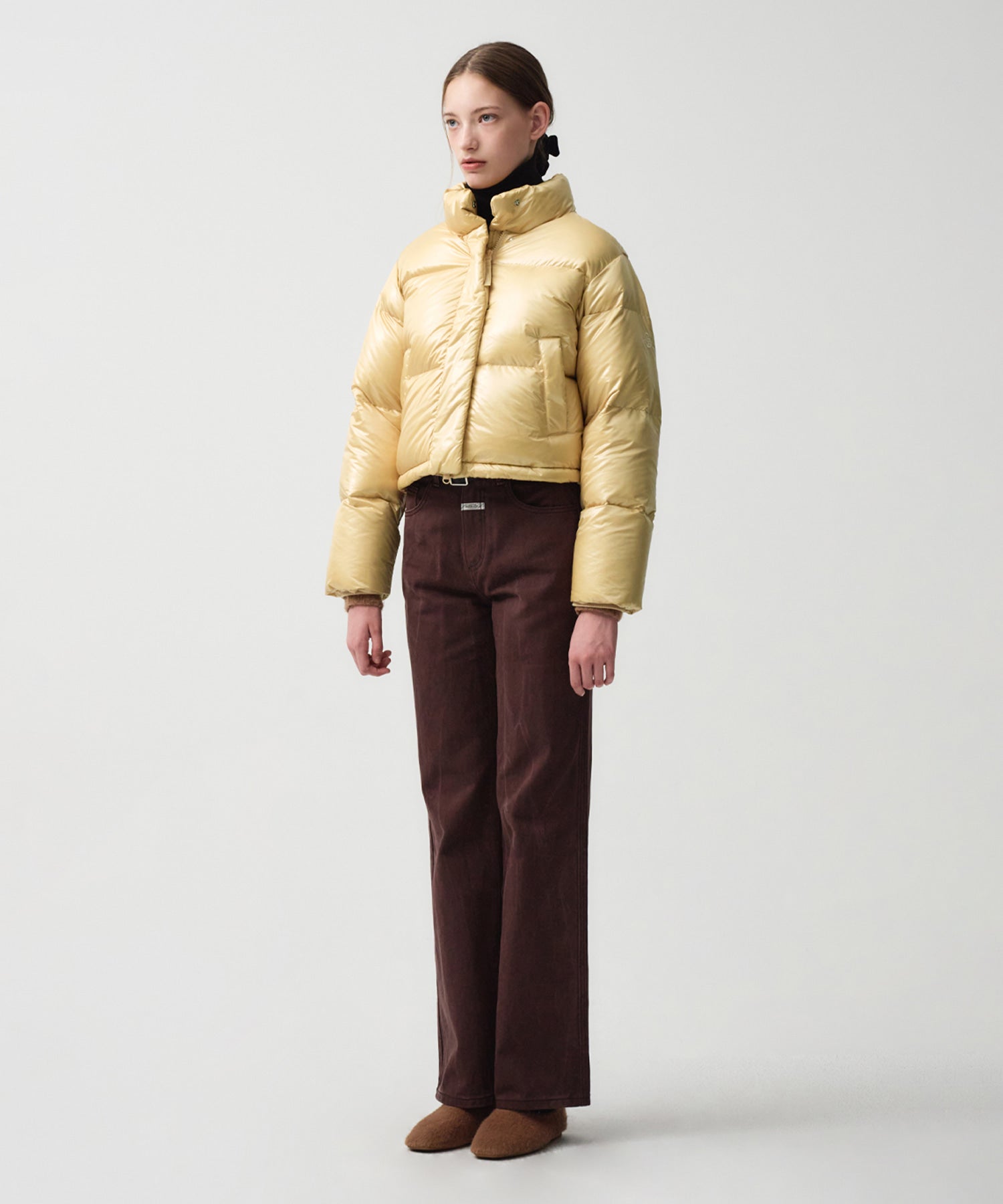 Marithe & Francois Girbaud - Glossy Duck Down Crop Puffer (Light Yellow) product image 4 | TRAB K-Fashion Australia