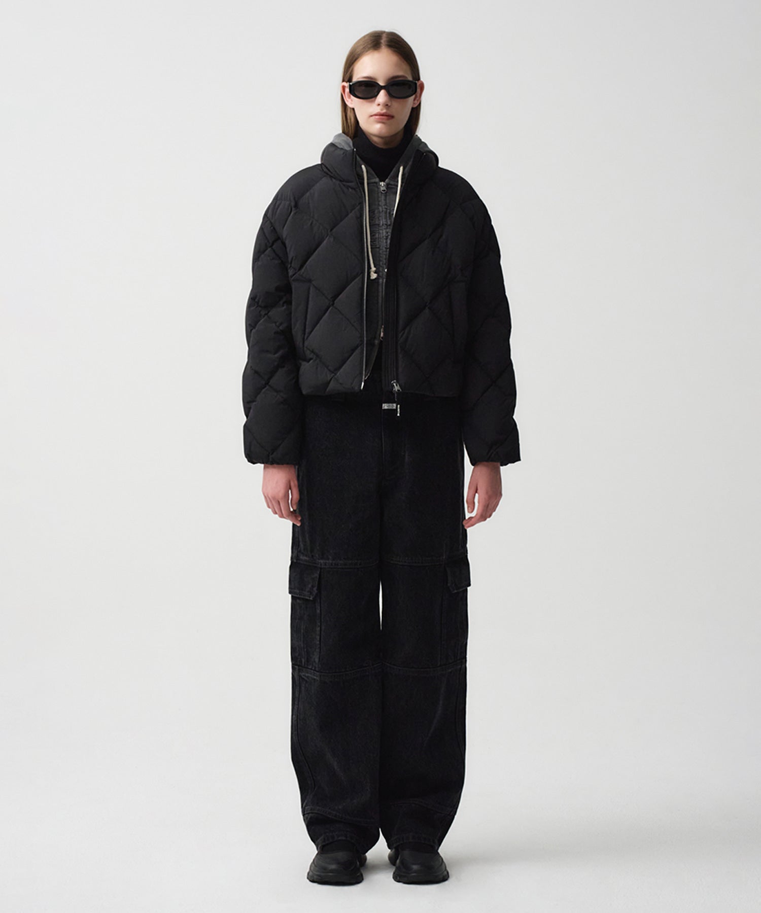 Marithe & Francois Girbaud - Crop Goose Down Quilting Puffer (Black) product image 2 | TRAB K-Fashion Australia