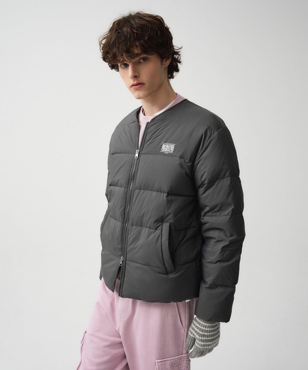 Marithe & Francois Girbaud - Collarless Lightweight Duck Down Jacket (Charcoal) product image 1 | TRAB K-Fashion Australia