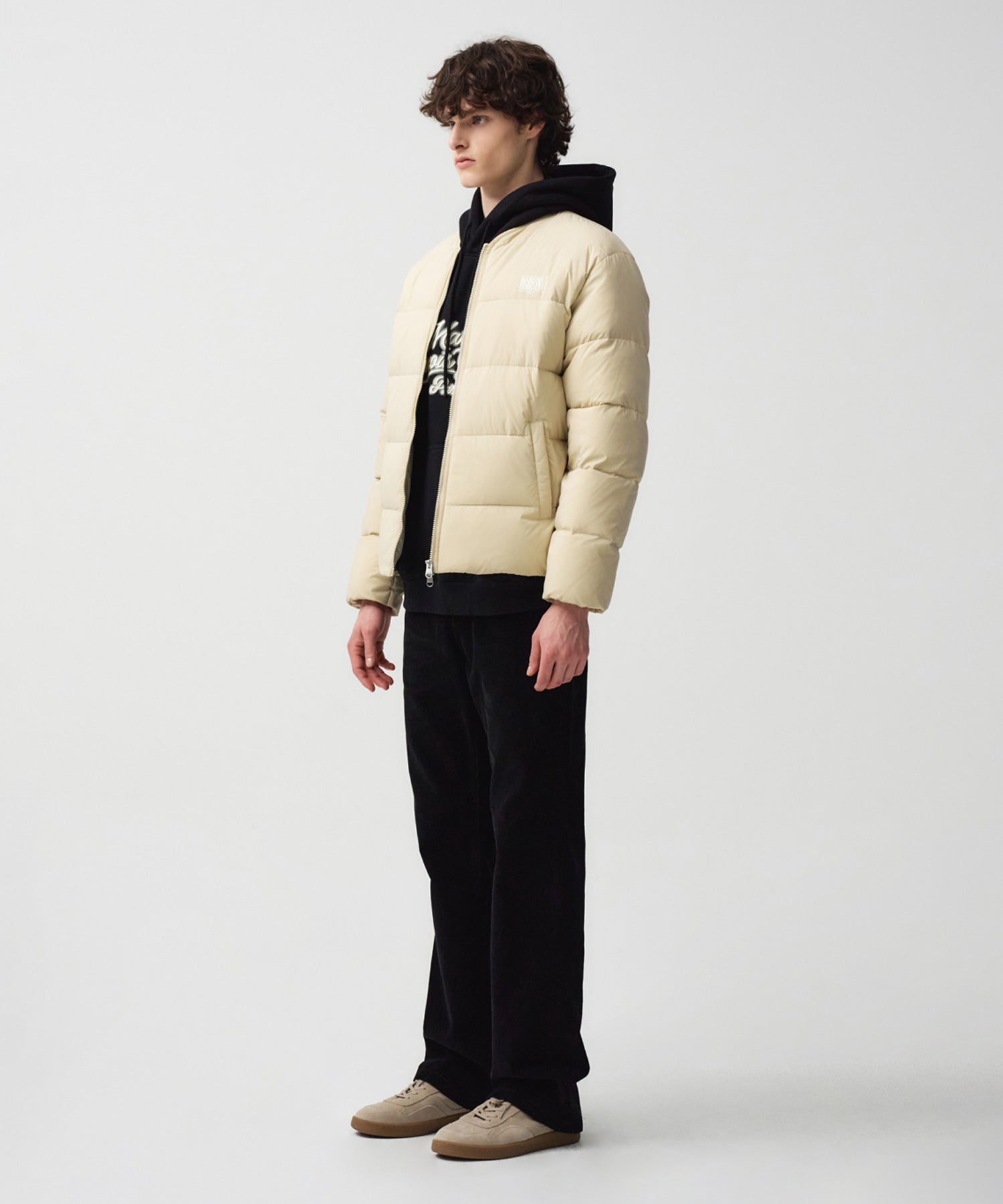 Marithe & Francois Girbaud - Collarless Lightweight Duck Down Jacket (Light Beige) product image 3 | TRAB K-Fashion Australia