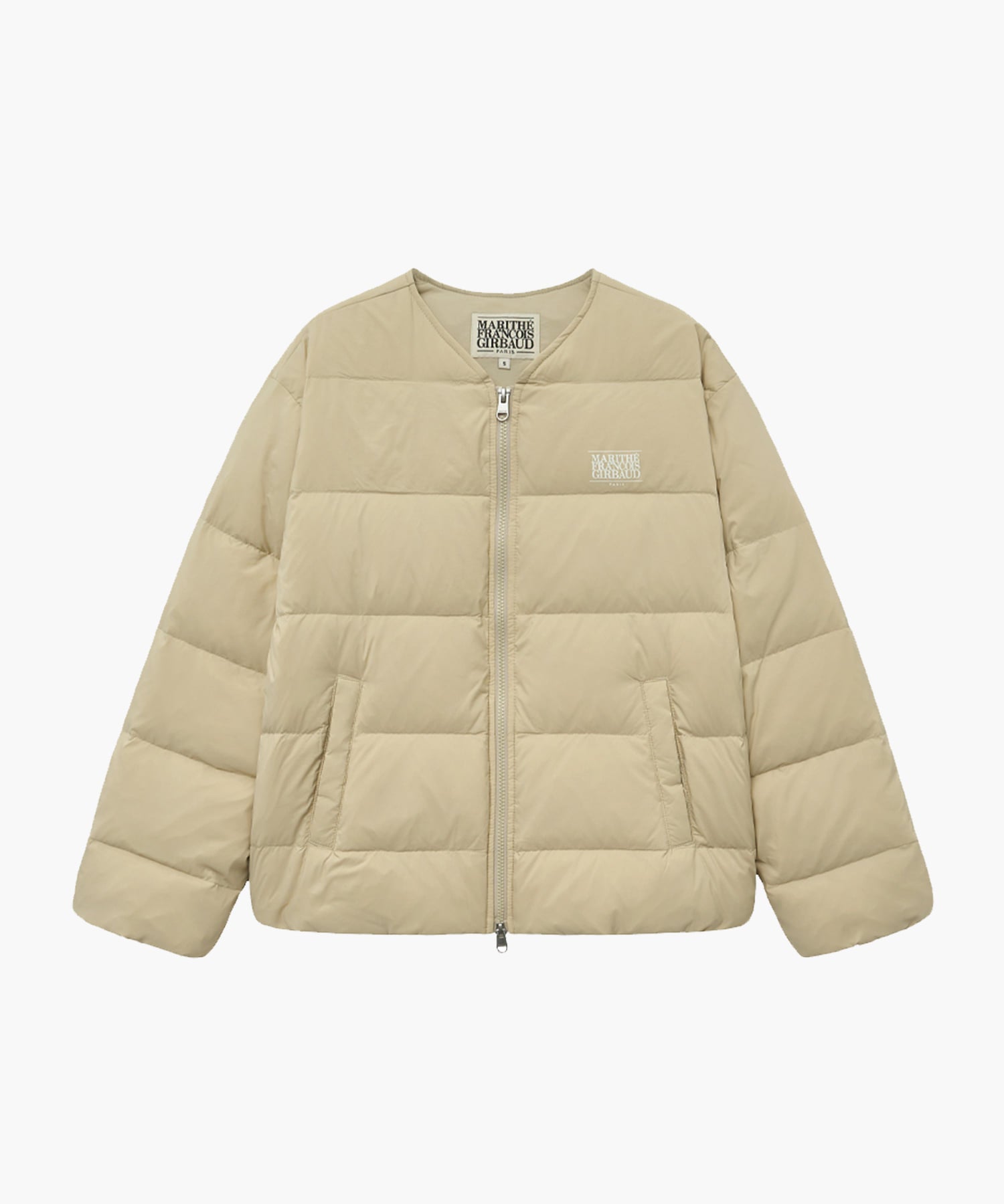 Marithe & Francois Girbaud - Collarless Lightweight Duck Down Jacket (Light Beige) product image 5 | TRAB K-Fashion Australia