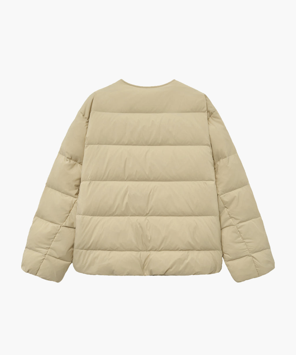 Marithe & Francois Girbaud - Collarless Lightweight Duck Down Jacket (Light Beige) product image 6 | TRAB K-Fashion Australia