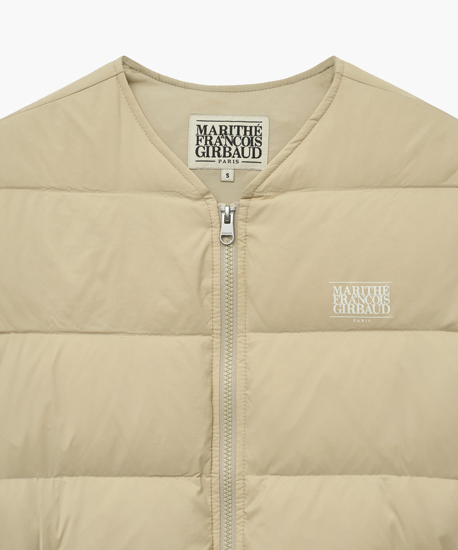 Marithe & Francois Girbaud - Collarless Lightweight Duck Down Jacket (Light Beige) product image 7 | TRAB K-Fashion Australia