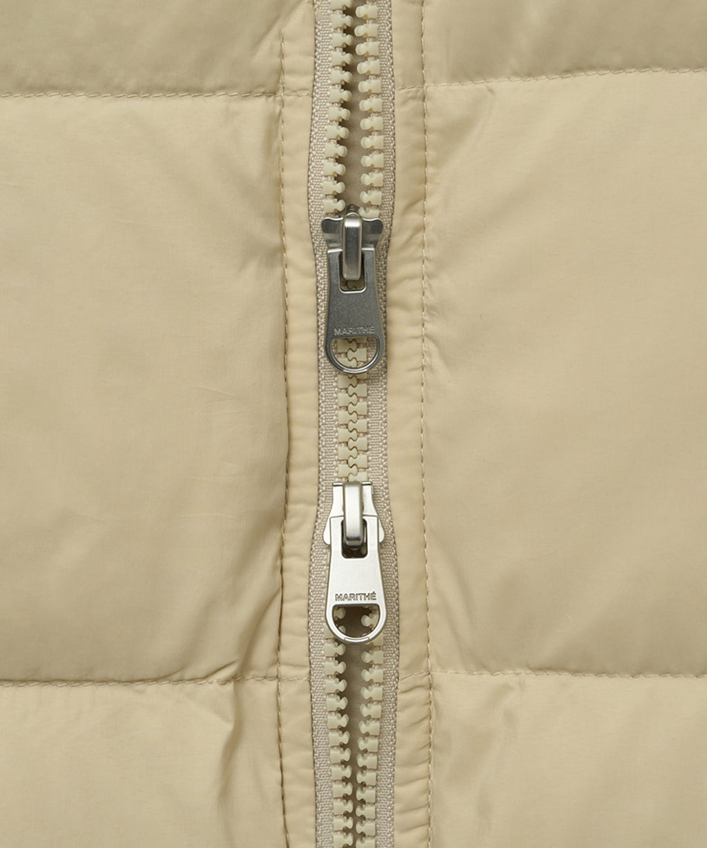 Marithe & Francois Girbaud - Collarless Lightweight Duck Down Jacket (Light Beige) product image 9 | TRAB K-Fashion Australia