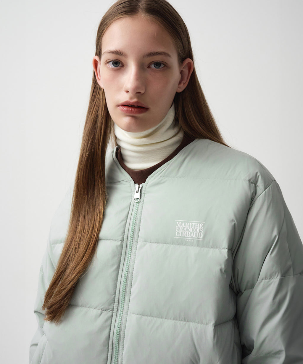 Marithe & Francois Girbaud - Collarless Lightweight Duck Down Jacket (Mint) product image 1 | TRAB K-Fashion Australia