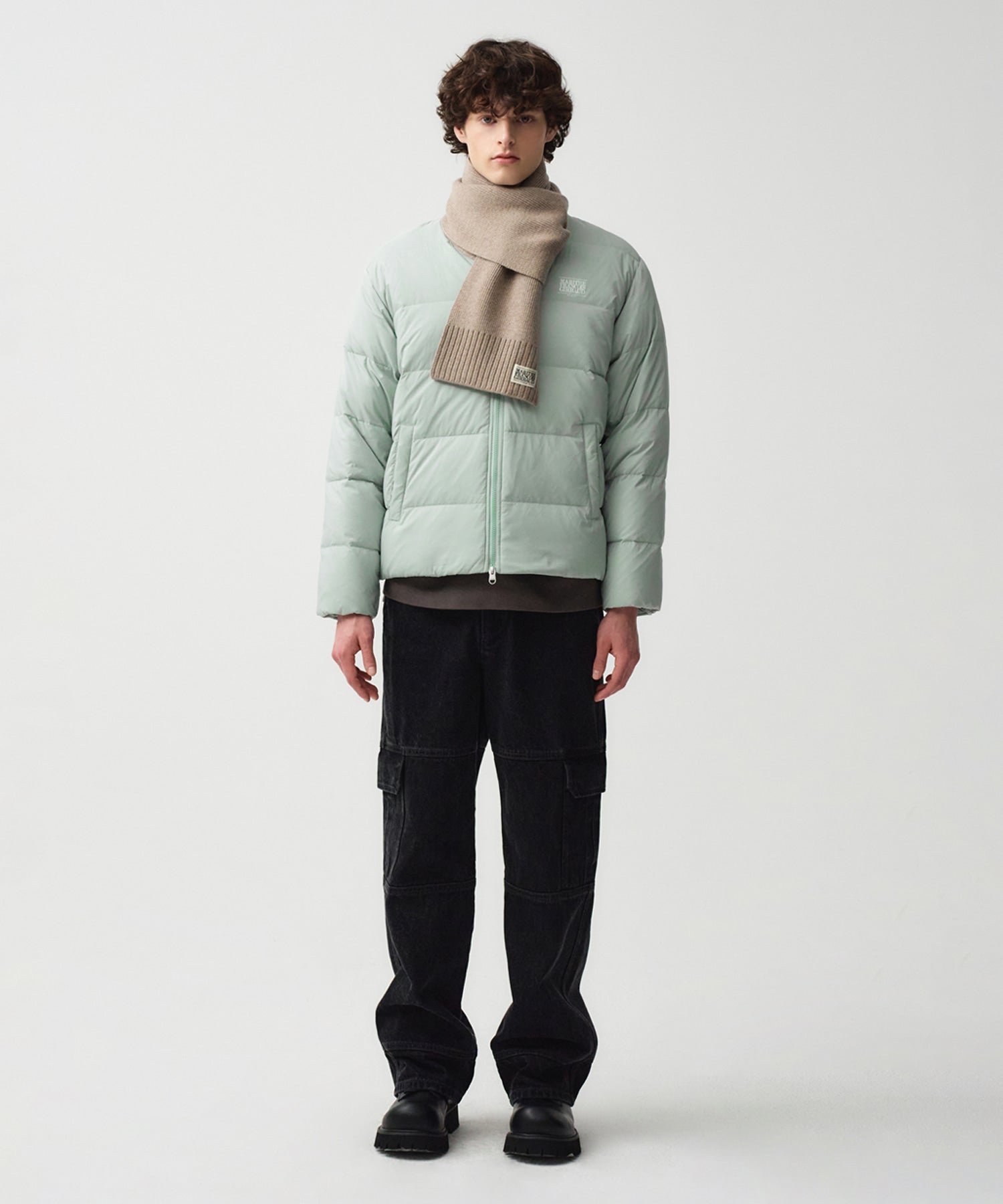 Marithe & Francois Girbaud - Collarless Lightweight Duck Down Jacket (Mint) product image 5 | TRAB K-Fashion Australia