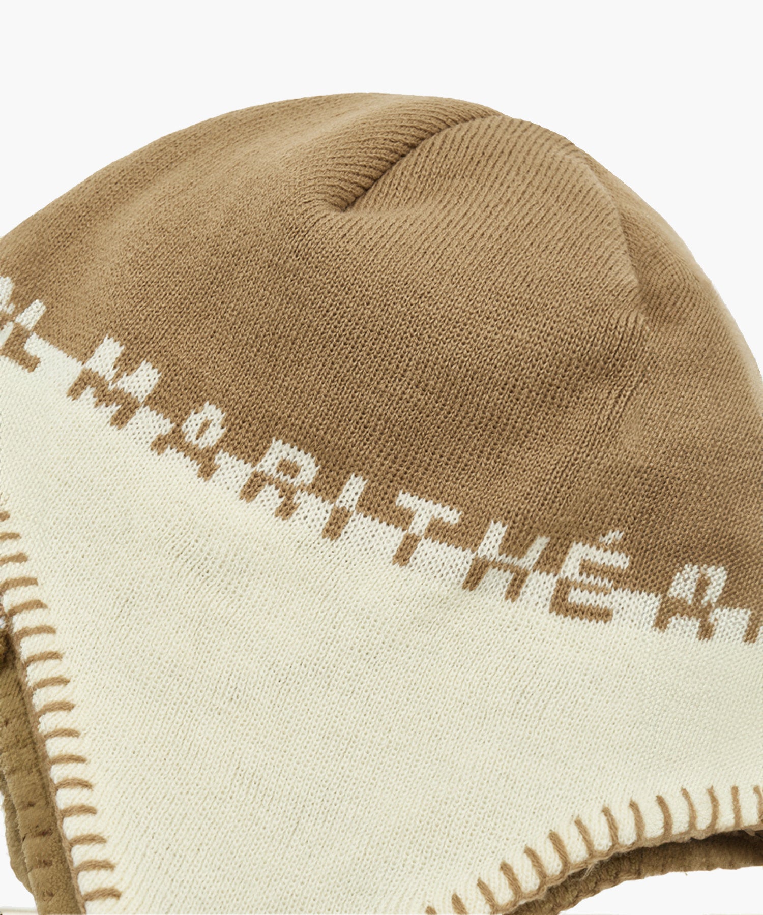 Marithe & Francois Girbaud - Regular Logo Earflap Beanie (Dark Beige) product image 4 | TRAB K-Fashion Australia