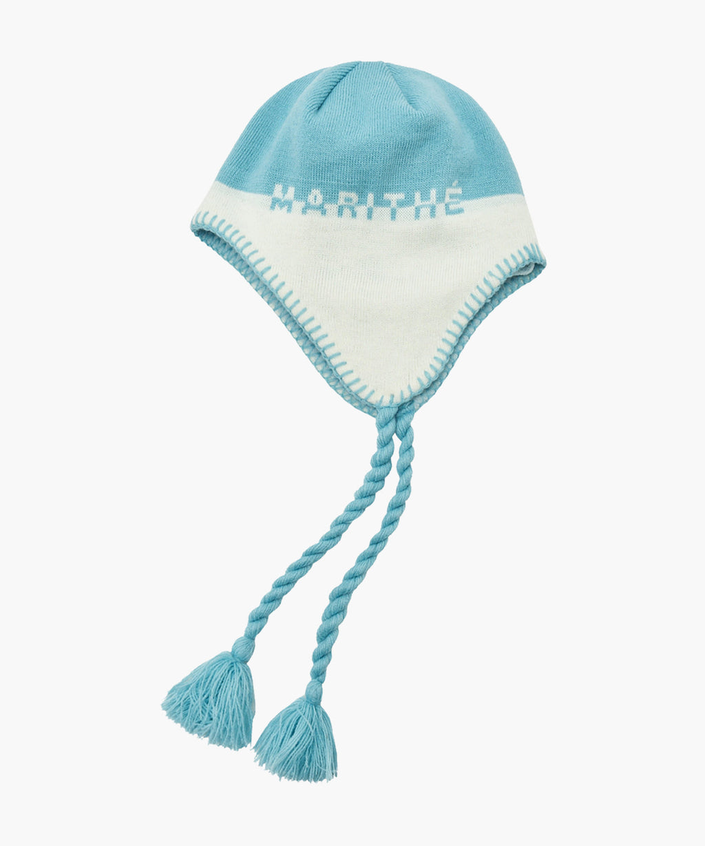 Marithe & Francois Girbaud - Regular Logo Earflap Beanie (Sky Blue) product image 2 | TRAB K-Fashion Australia