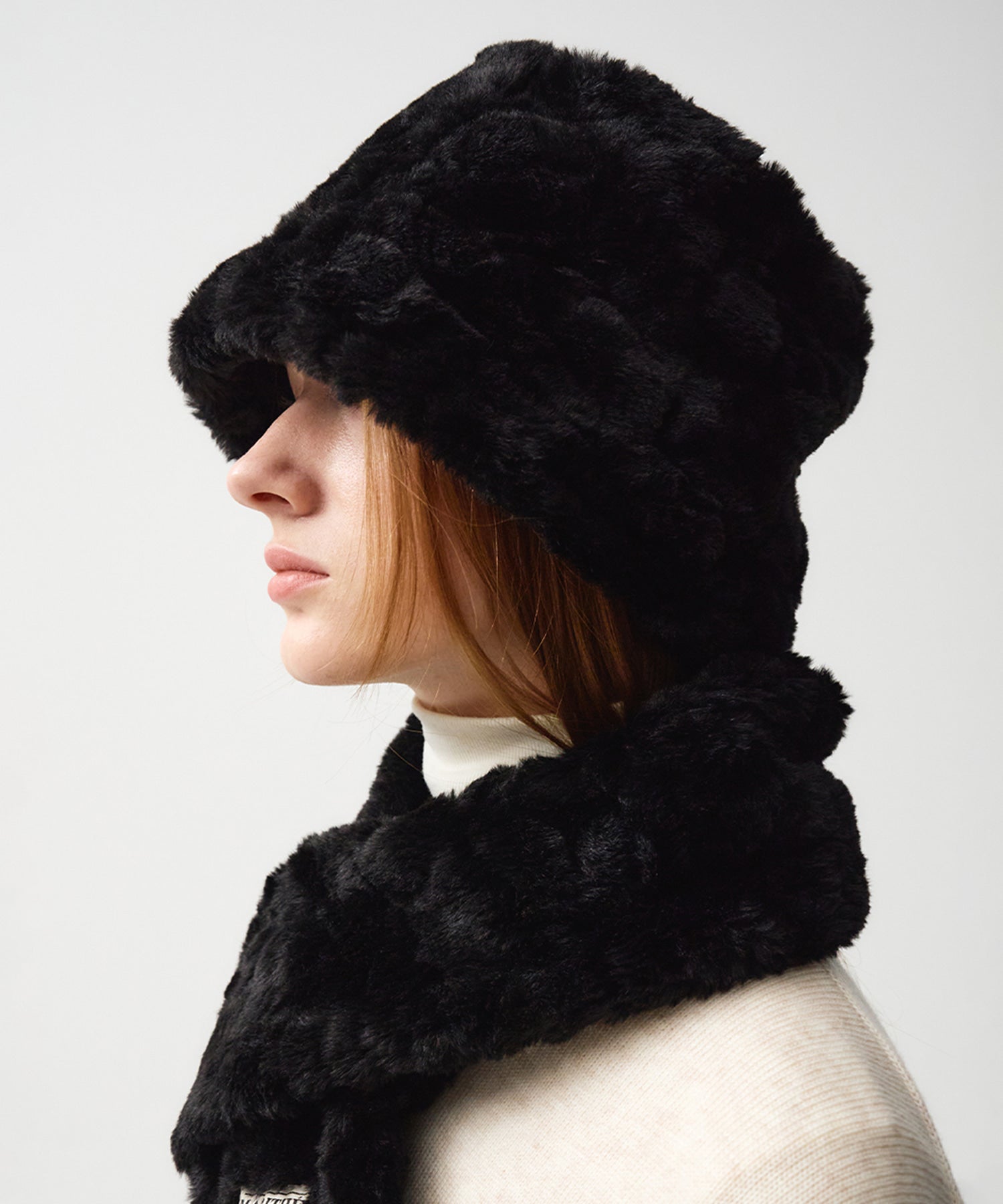 Marithe & Francois Girbaud - Nu Week Fur Bucket Hat (Black) product image 7 | TRAB K-Fashion Australia