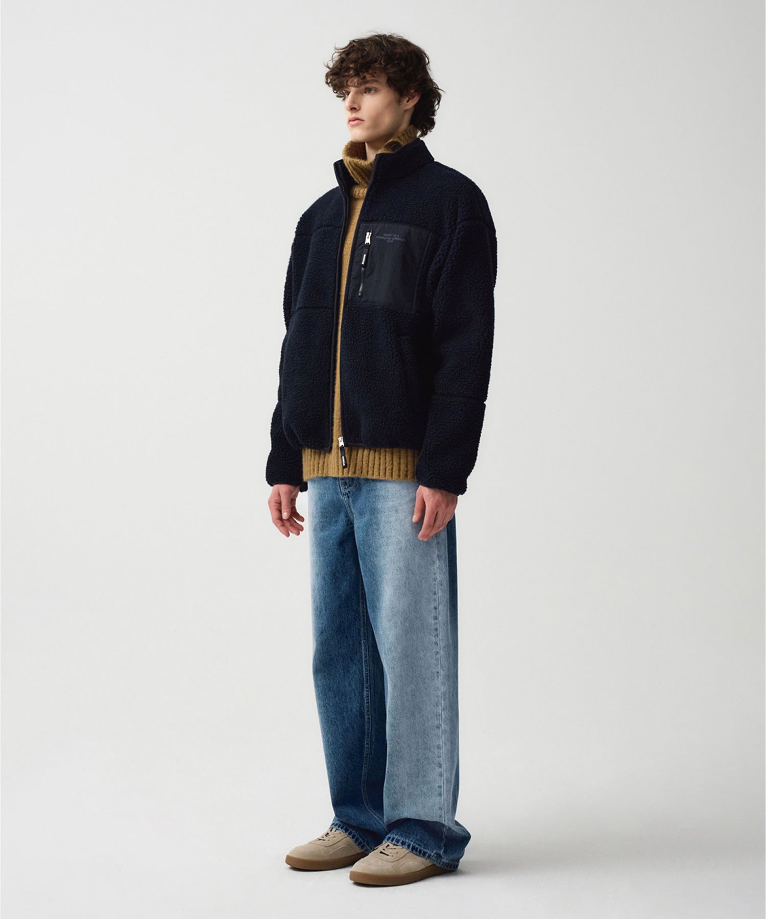 Marithe & Francois Girbaud - Lettering Logo Pocket Fleece Jacket (Dark Navy) product image 4 | TRAB K-Fashion Australia