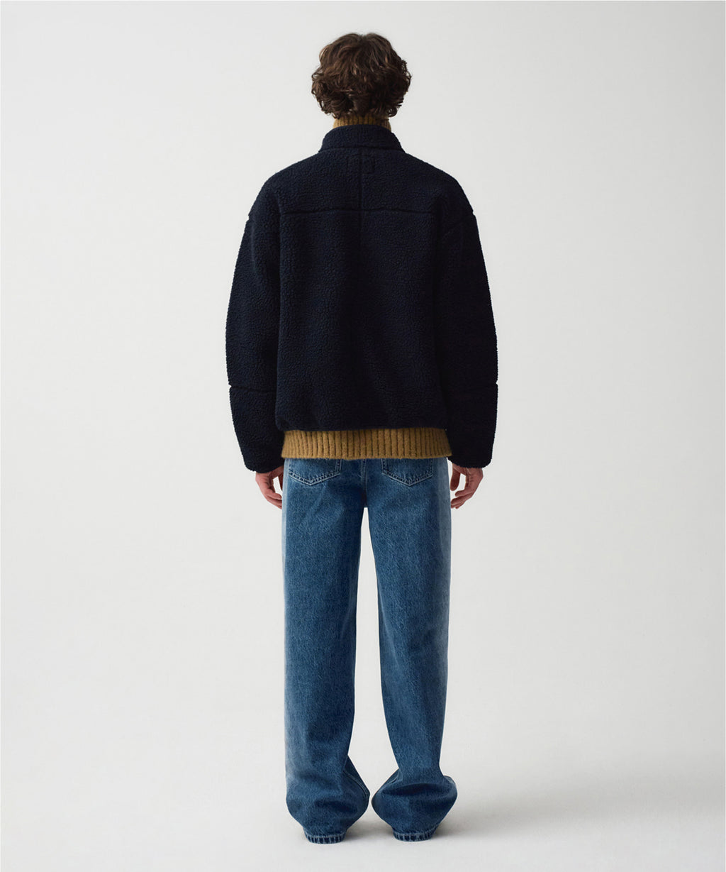 Marithe & Francois Girbaud - Lettering Logo Pocket Fleece Jacket (Dark Navy) product image 5 | TRAB K-Fashion Australia