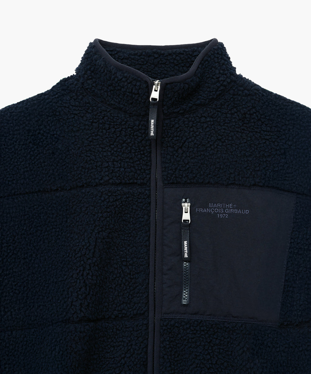 Marithe & Francois Girbaud - Lettering Logo Pocket Fleece Jacket (Dark Navy) product image 8 | TRAB K-Fashion Australia