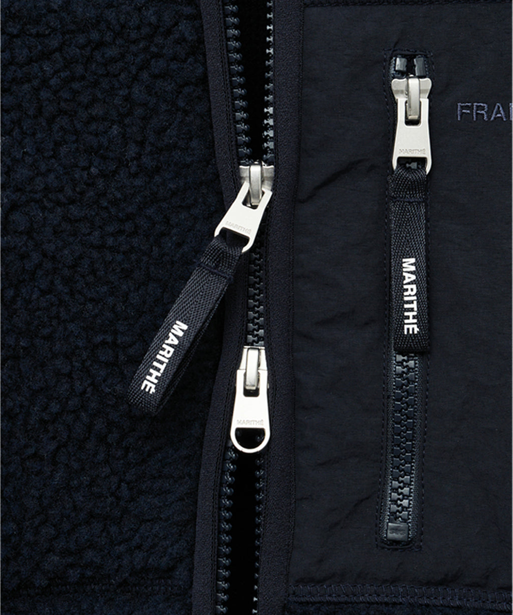 Marithe & Francois Girbaud - Lettering Logo Pocket Fleece Jacket (Dark Navy) product image 10 | TRAB K-Fashion Australia