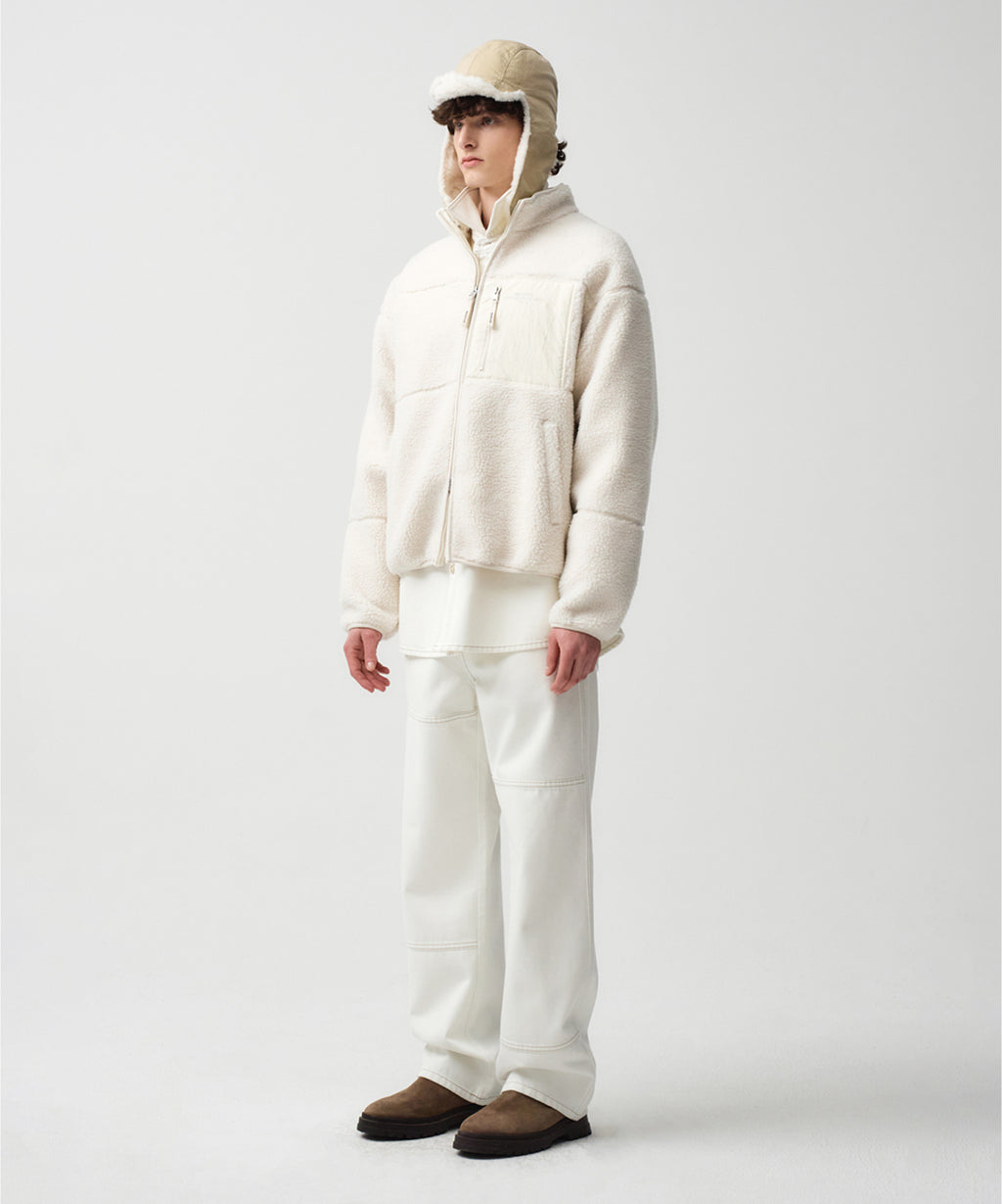 Marithe & Francois Girbaud - Lettering Logo Pocket Fleece Jacket (Ivory) product image 4 | TRAB K-Fashion Australia