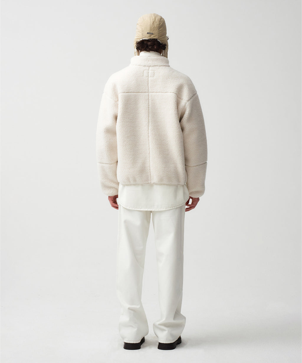 Marithe & Francois Girbaud - Lettering Logo Pocket Fleece Jacket (Ivory) product image 5 | TRAB K-Fashion Australia