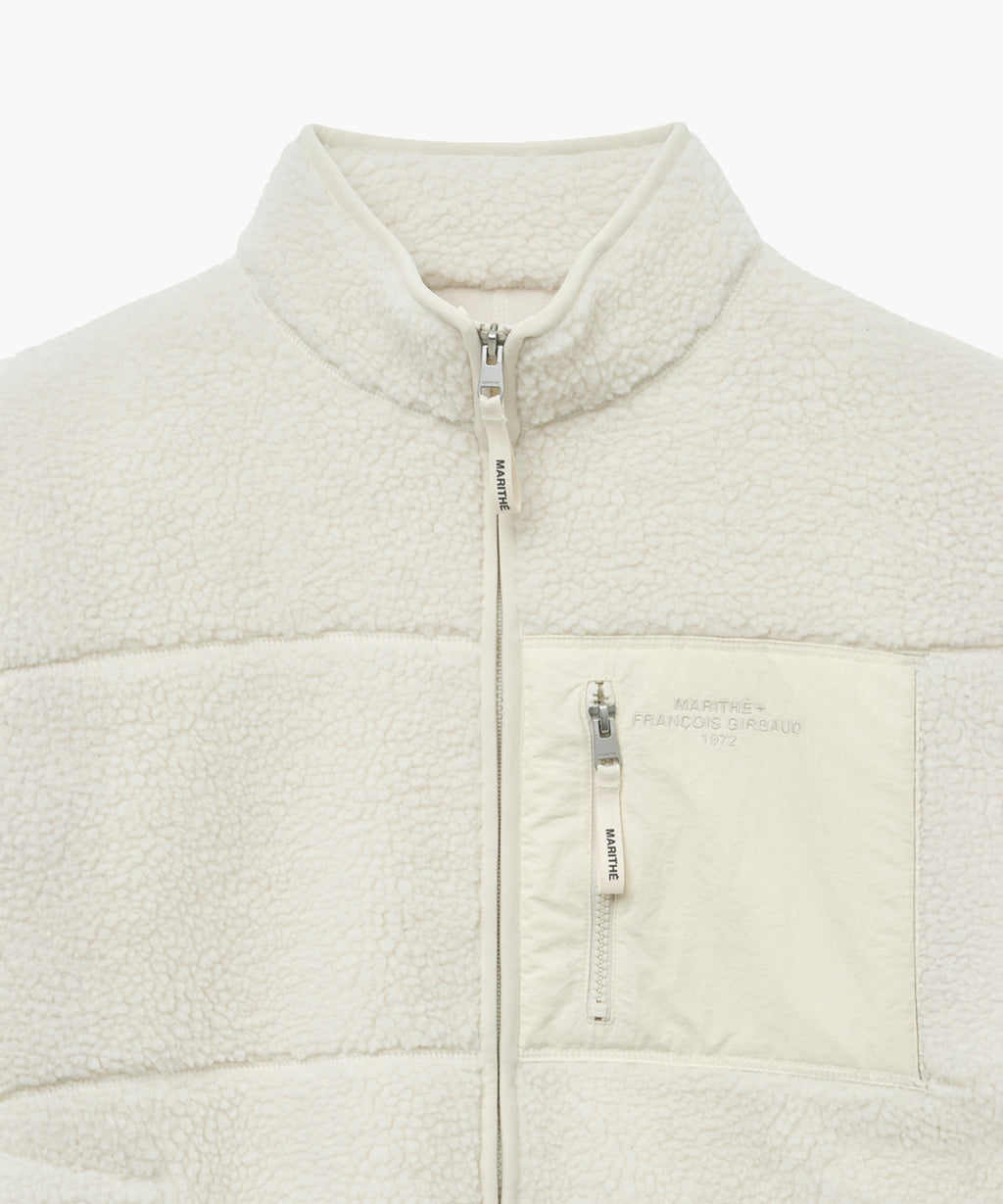 Marithe & Francois Girbaud - Lettering Logo Pocket Fleece Jacket (Ivory) product image 8 | TRAB K-Fashion Australia